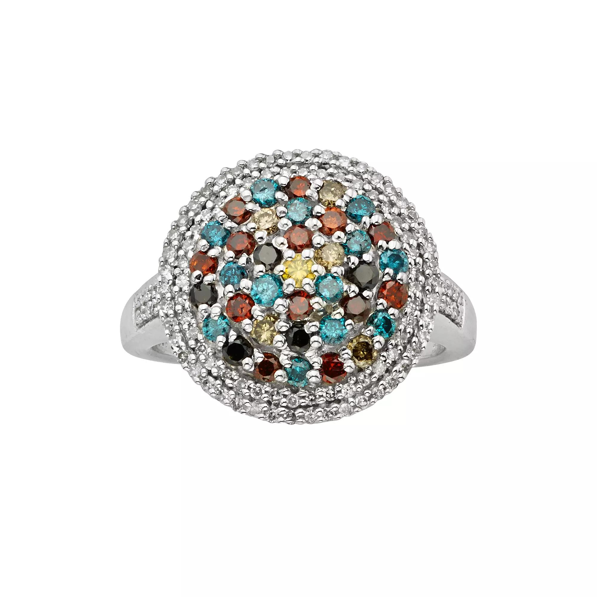 Jewelexcess Sterling Silver 1-ct. T.W. Diamond Dome Ring, Women's, Size: 8, Multicolor Product Image