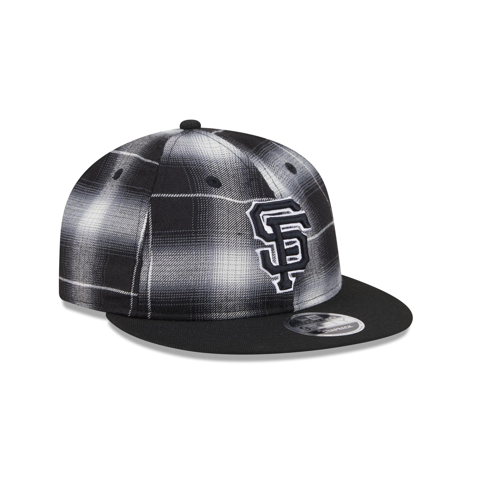 San Francisco Giants Black and White Plaid Retro Crown 9FIFTY Snapback Hat Male Product Image