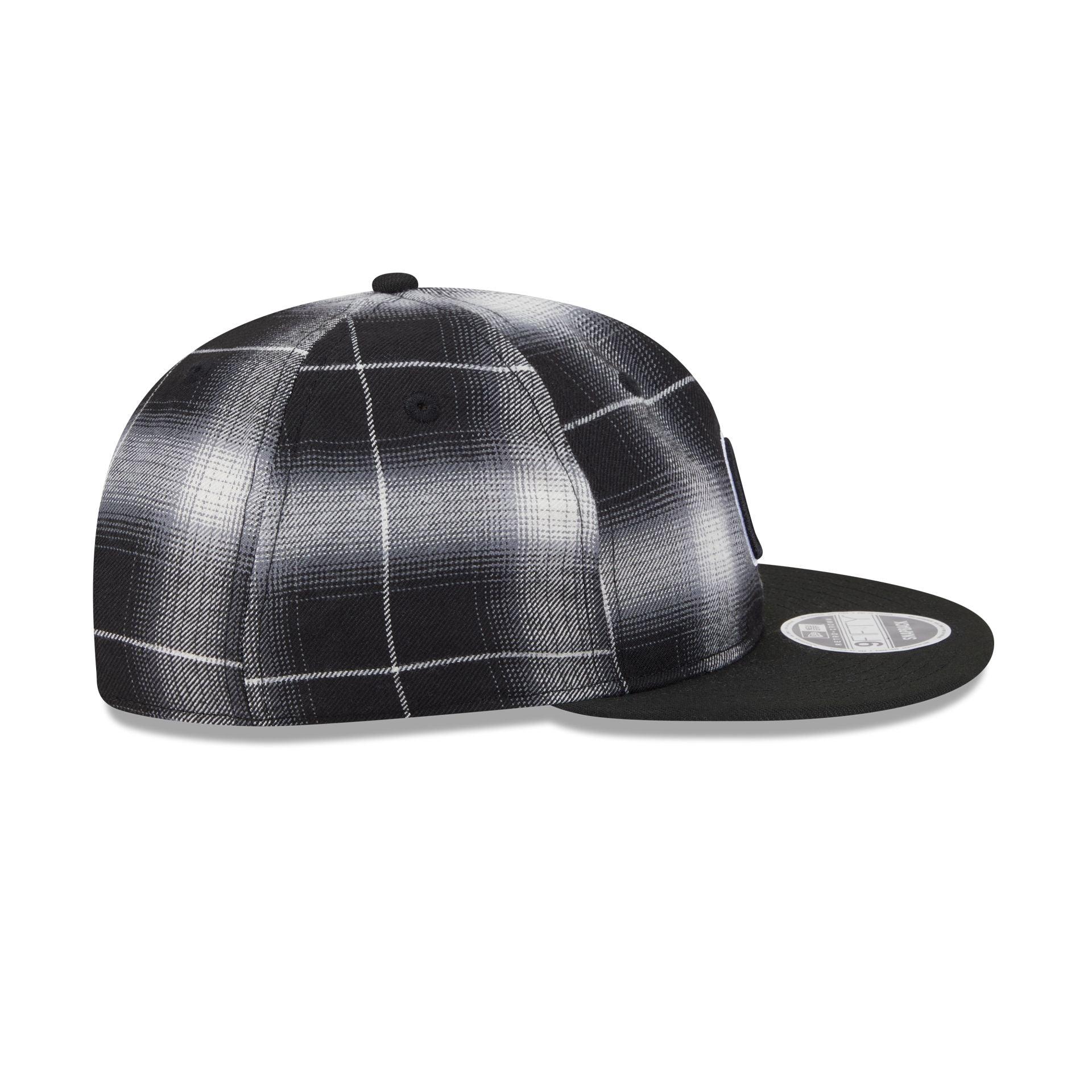 Chicago Cubs Black and White Plaid Retro Crown 9FIFTY Snapback Hat Male Product Image