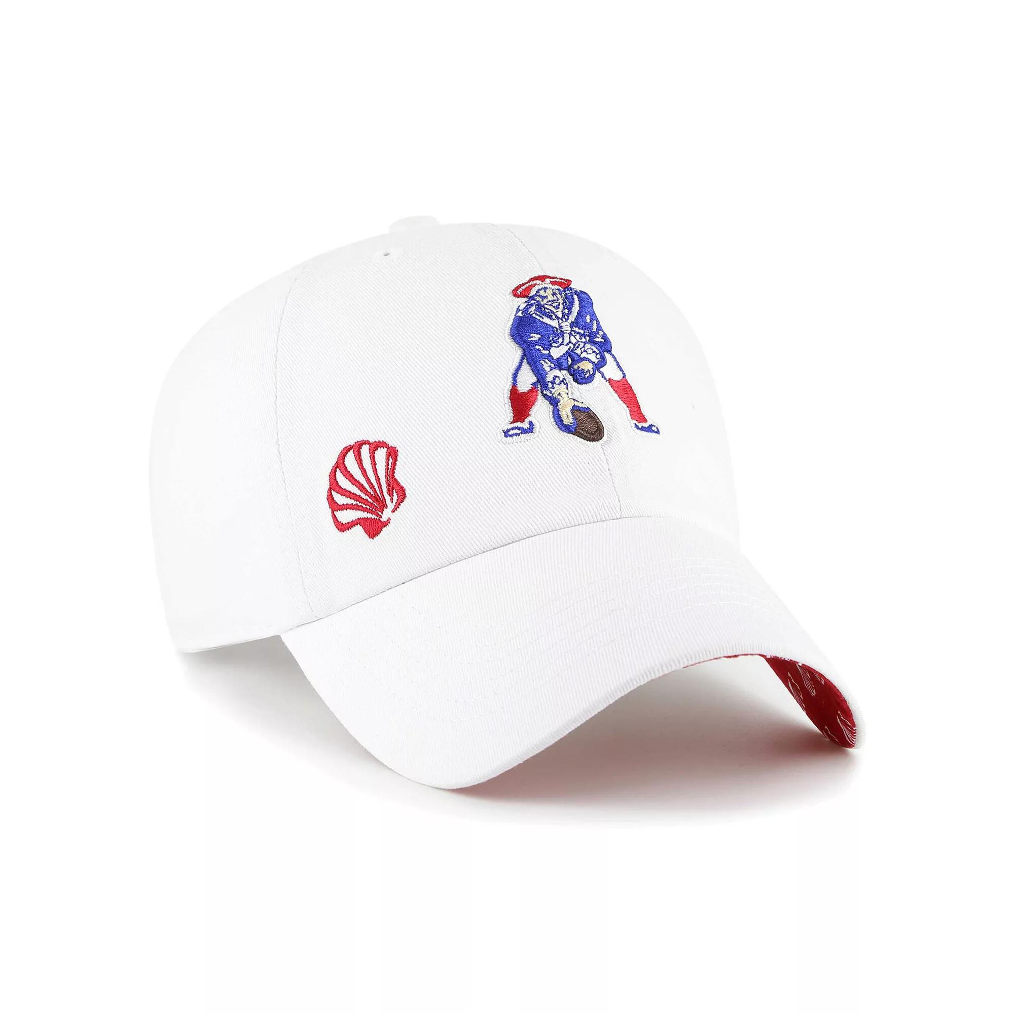 Women's '47 White New England Patriots Confetti Icon Clean Up Adjustable Hat Product Image