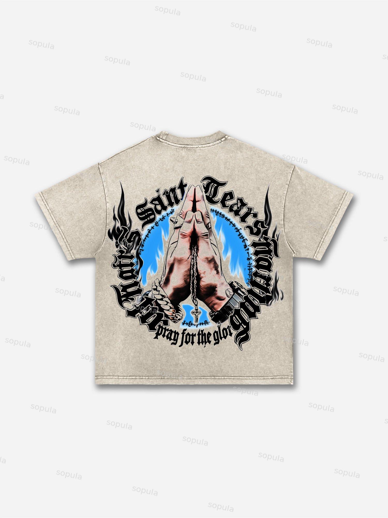 God Heals The Broken Vintage Graphic Acid Wash T-shirt Product Image