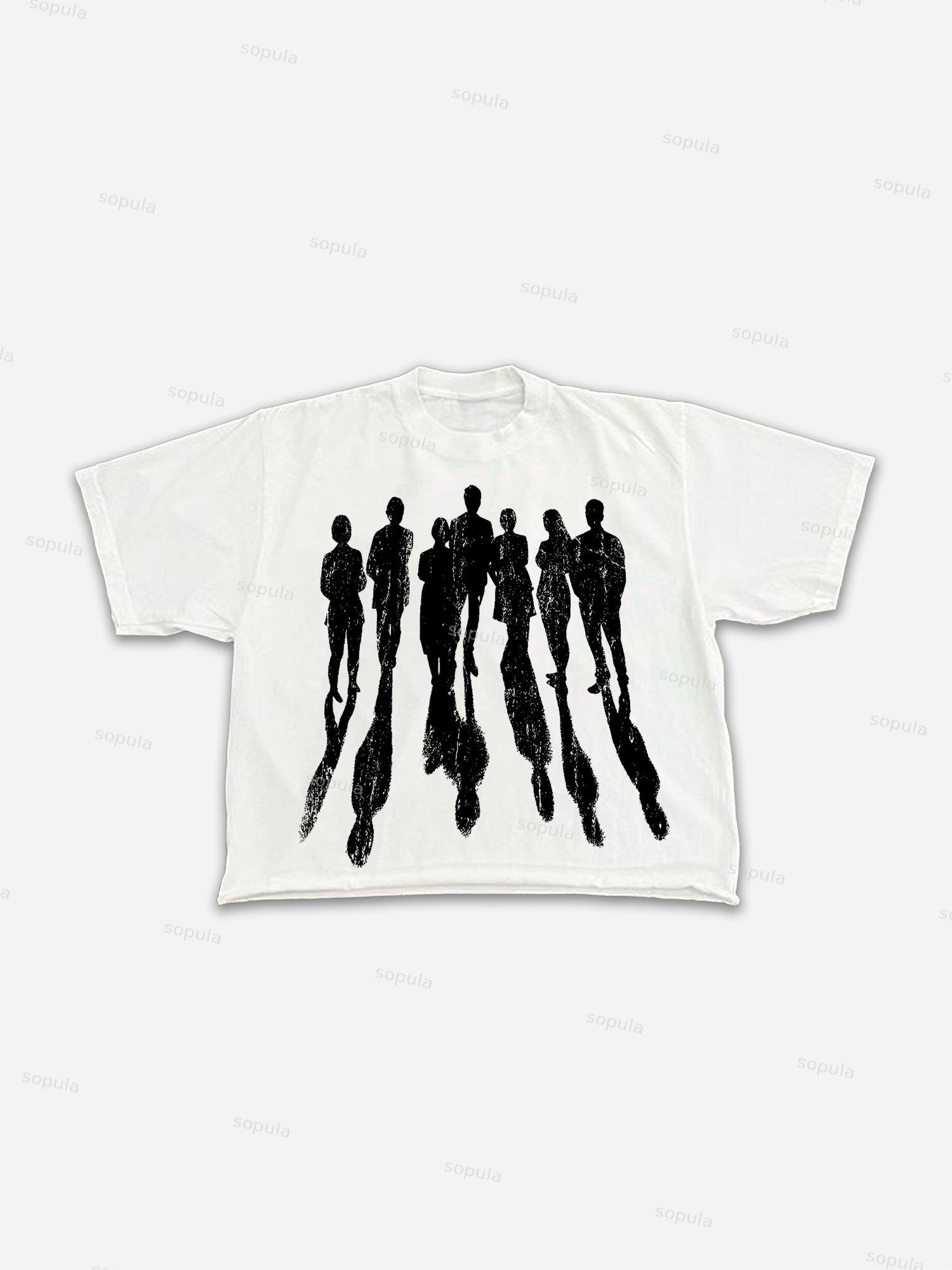 Abstract Portrait Graphic Print Cropped T-shirt Product Image