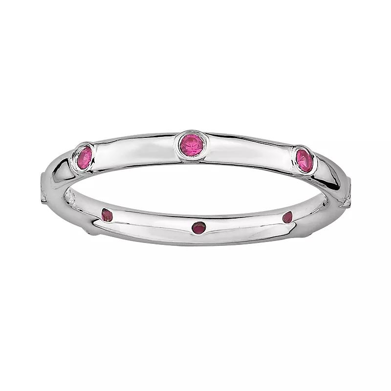 Stacks & Stones Sterling Silver Lab-Created Ruby Stack Ring, Women's, Size: 5 Product Image
