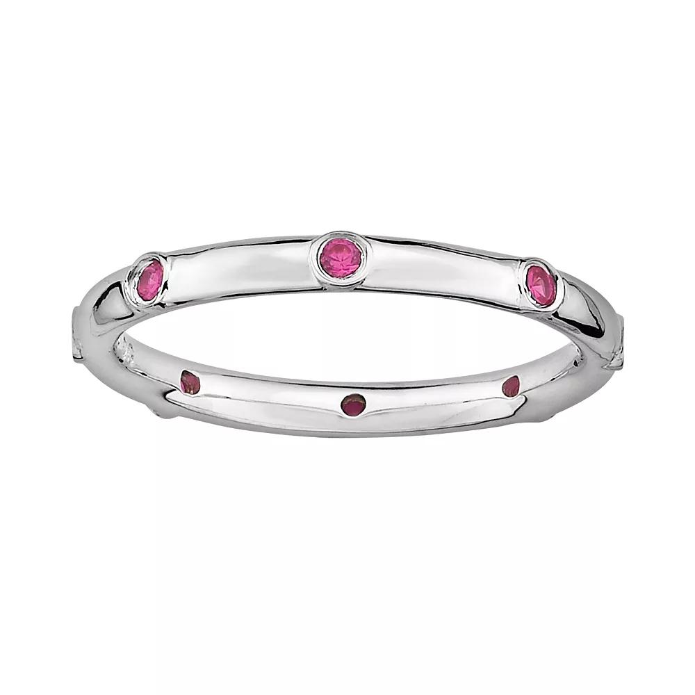 Stacks & Stones Sterling Silver Lab-Created Ruby Stack Ring, Women's, Size: 5 Product Image