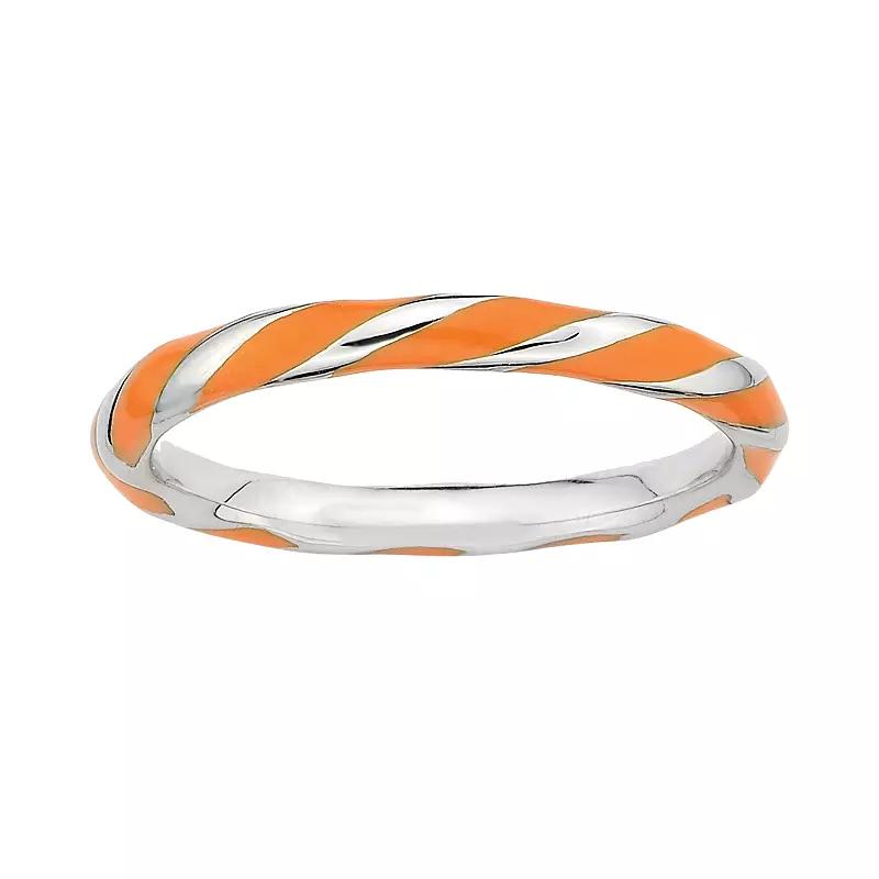 Stacks & Stones Sterling Silver Orange Enamel Twist Stack Ring, Womens Product Image