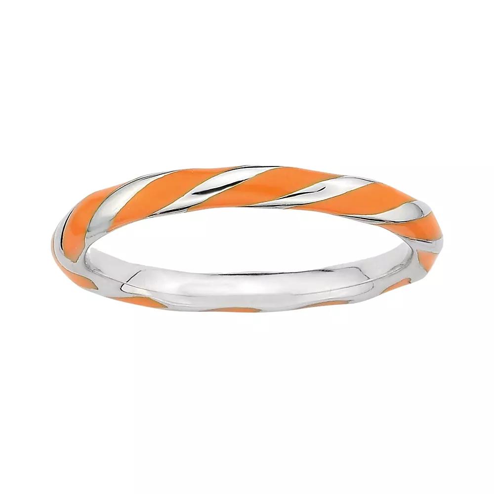 Stacks & Stones Sterling Silver Orange Enamel Twist Stack Ring, Womens Product Image