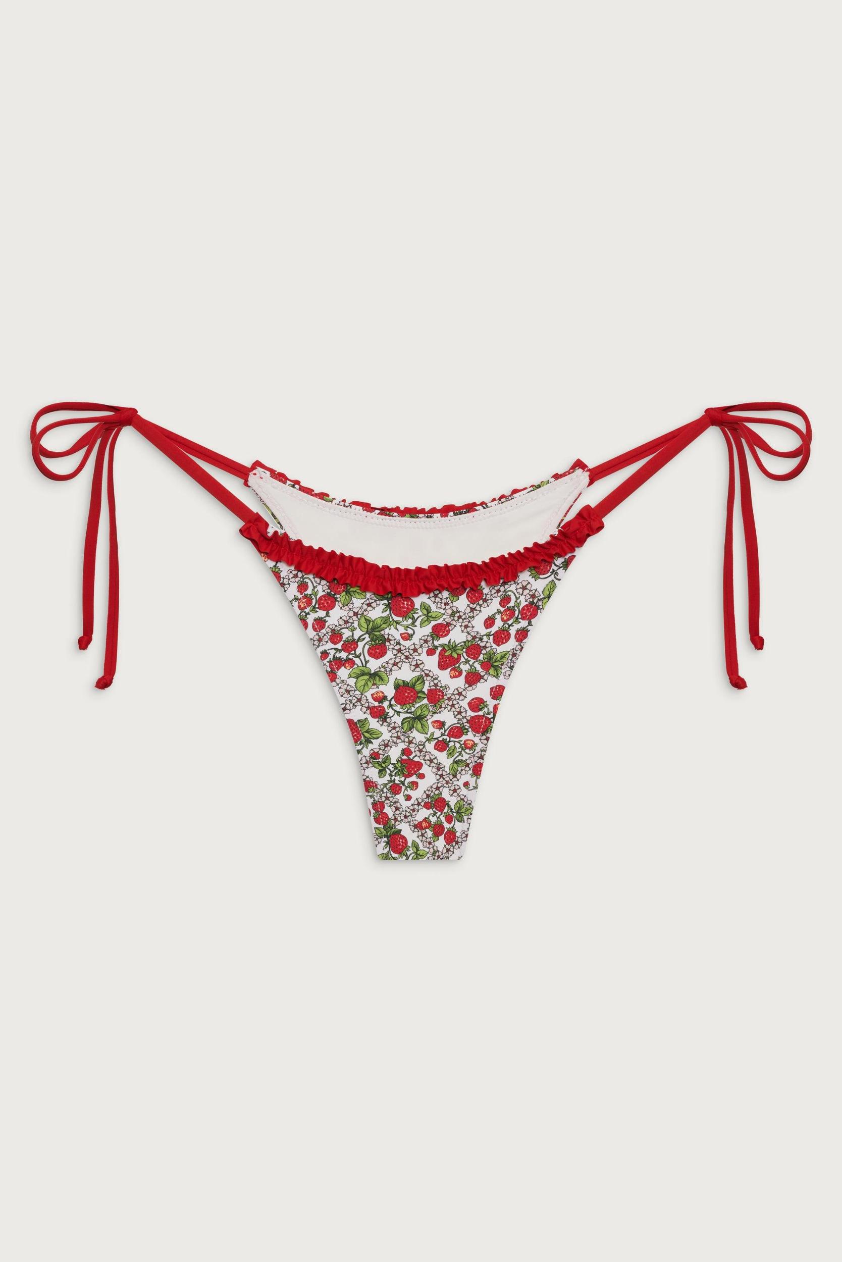 Divine Tie Side Skimpy Bikini Bottom - Berry in Love Product Image