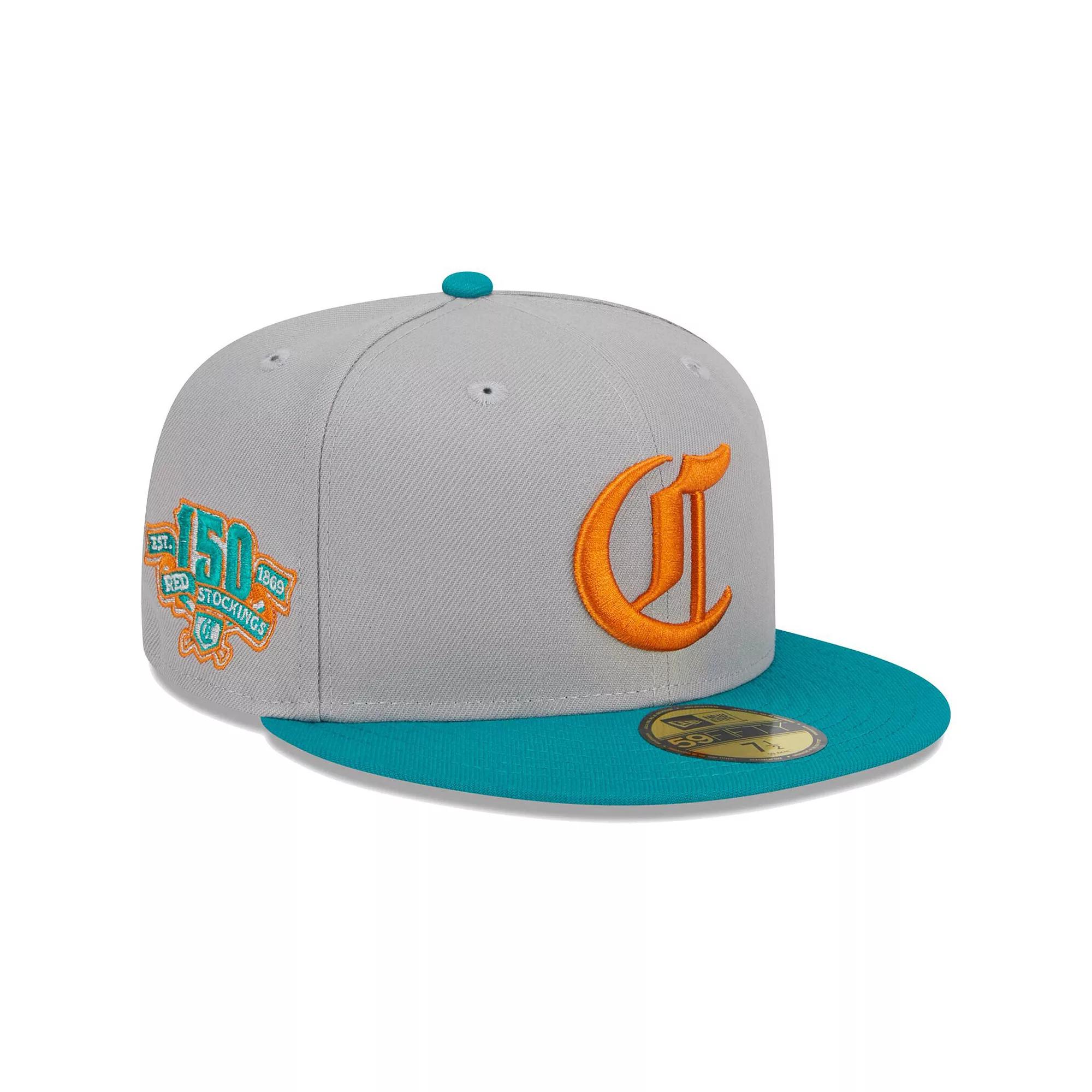 Men's New Era Gray/Teal Cincinnati Reds 59FIFTY Fitted Hat,  Product Image