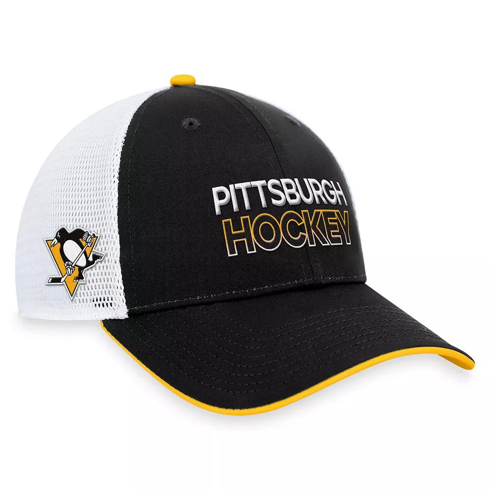 Men's Fanatics Branded  Black Pittsburgh Penguins Authentic Pro Rink Trucker Adjustable Hat Product Image
