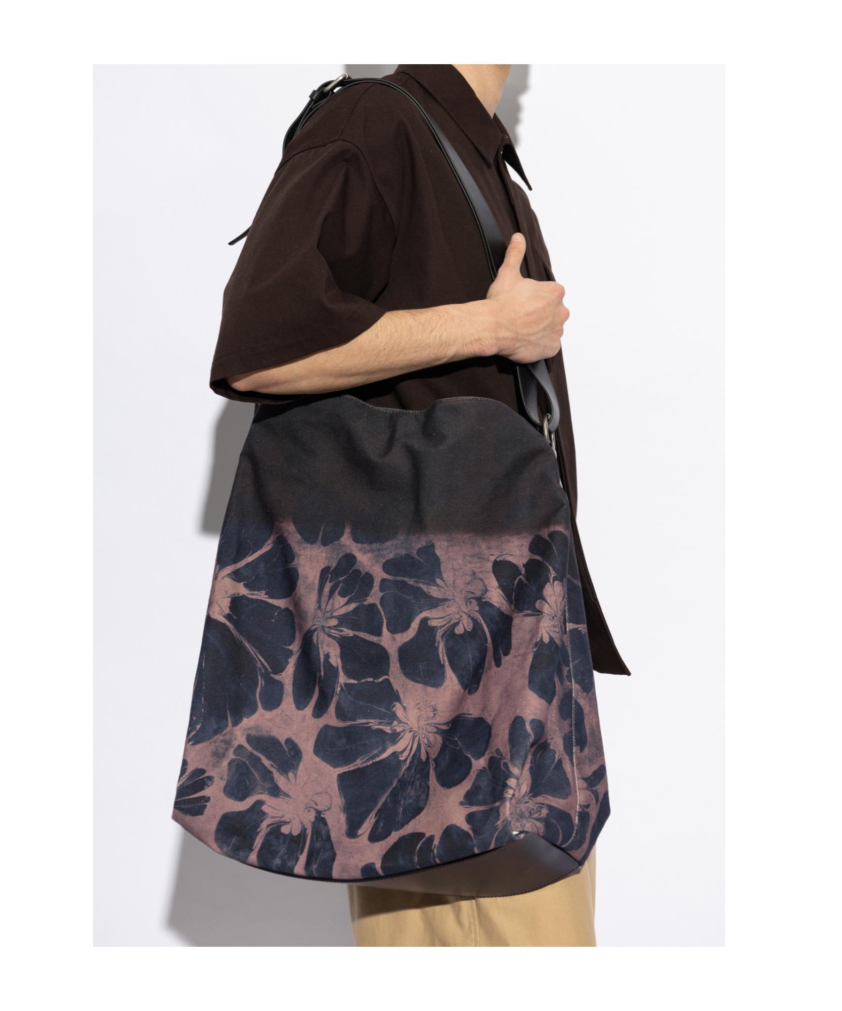 DRIES VAN NOTEN Mens Rust Floral-print Cotton Shoulder Bag Product Image