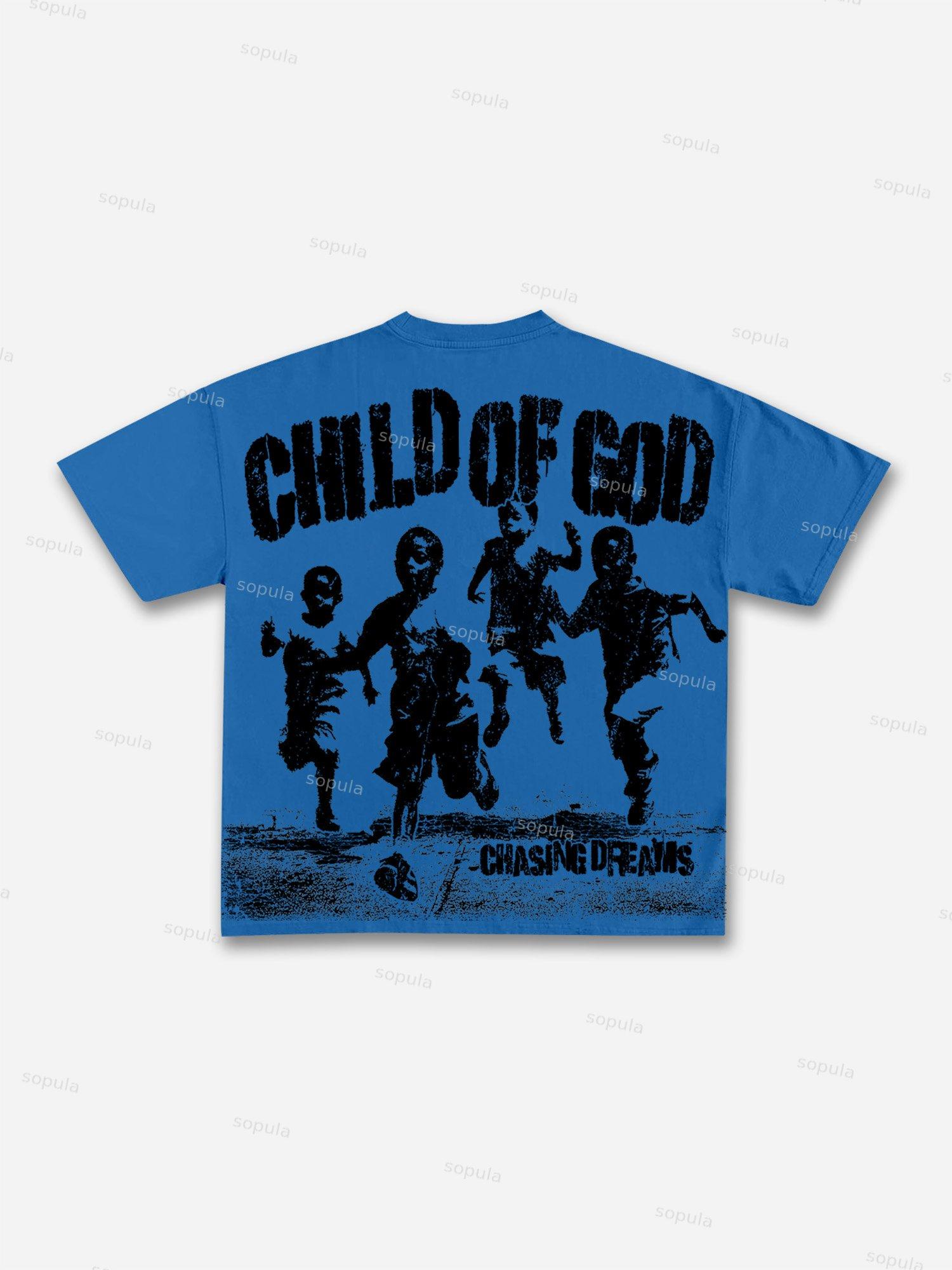 Child Of God Running Children Print Cotton T-shirt Product Image