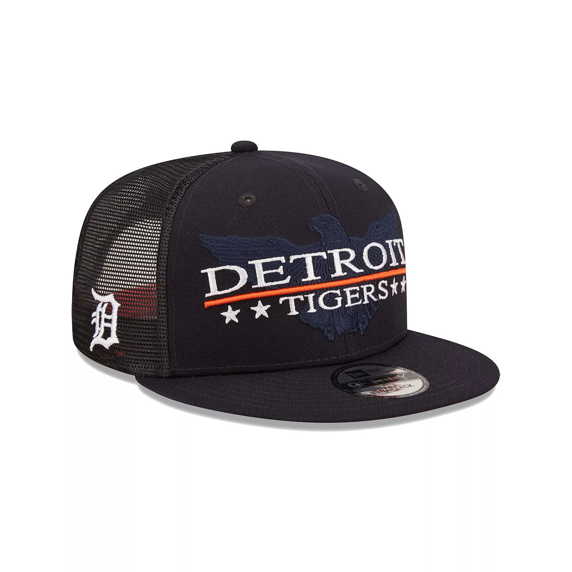 Men's New Era Navy/Black Detroit Tigers Patriot Trucker 9FIFTY Snapback Hat, Blue Product Image