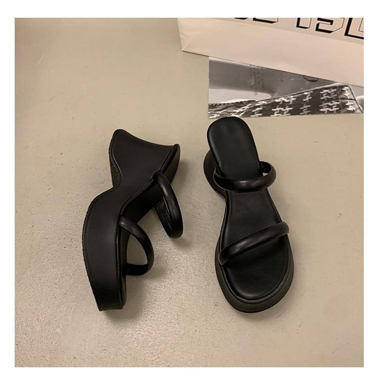 Platform Wedge Heel Slide Sandals Product Image