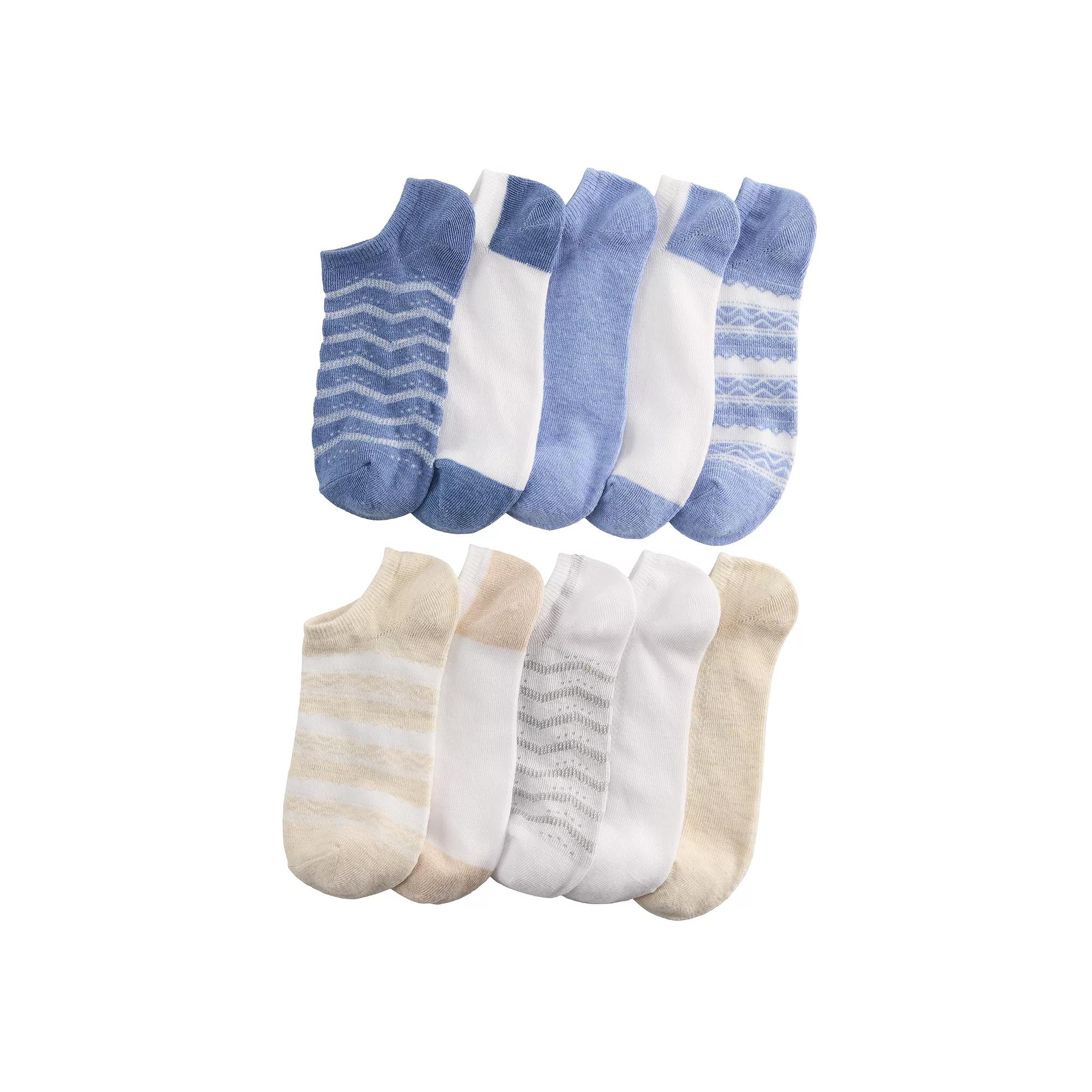 Women's Sonoma Goods For Life® 10-Pack Zig-Zag No-Show Socks, Size: 9-11, Blue Product Image
