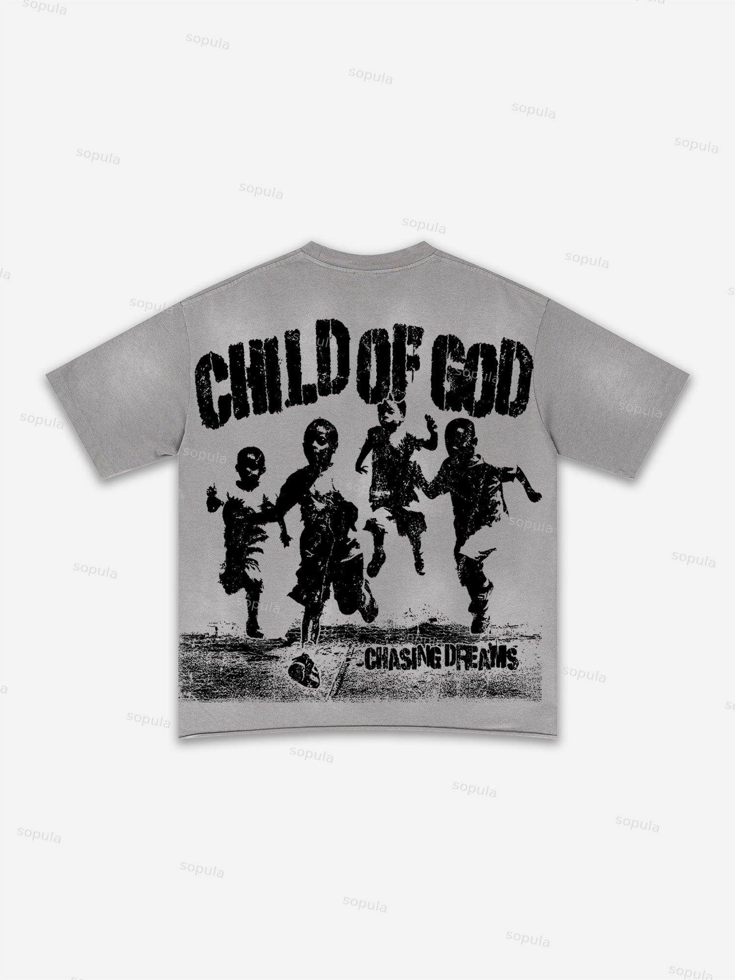 Authentic Abstract Portrait Print Washed T-shirt Product Image