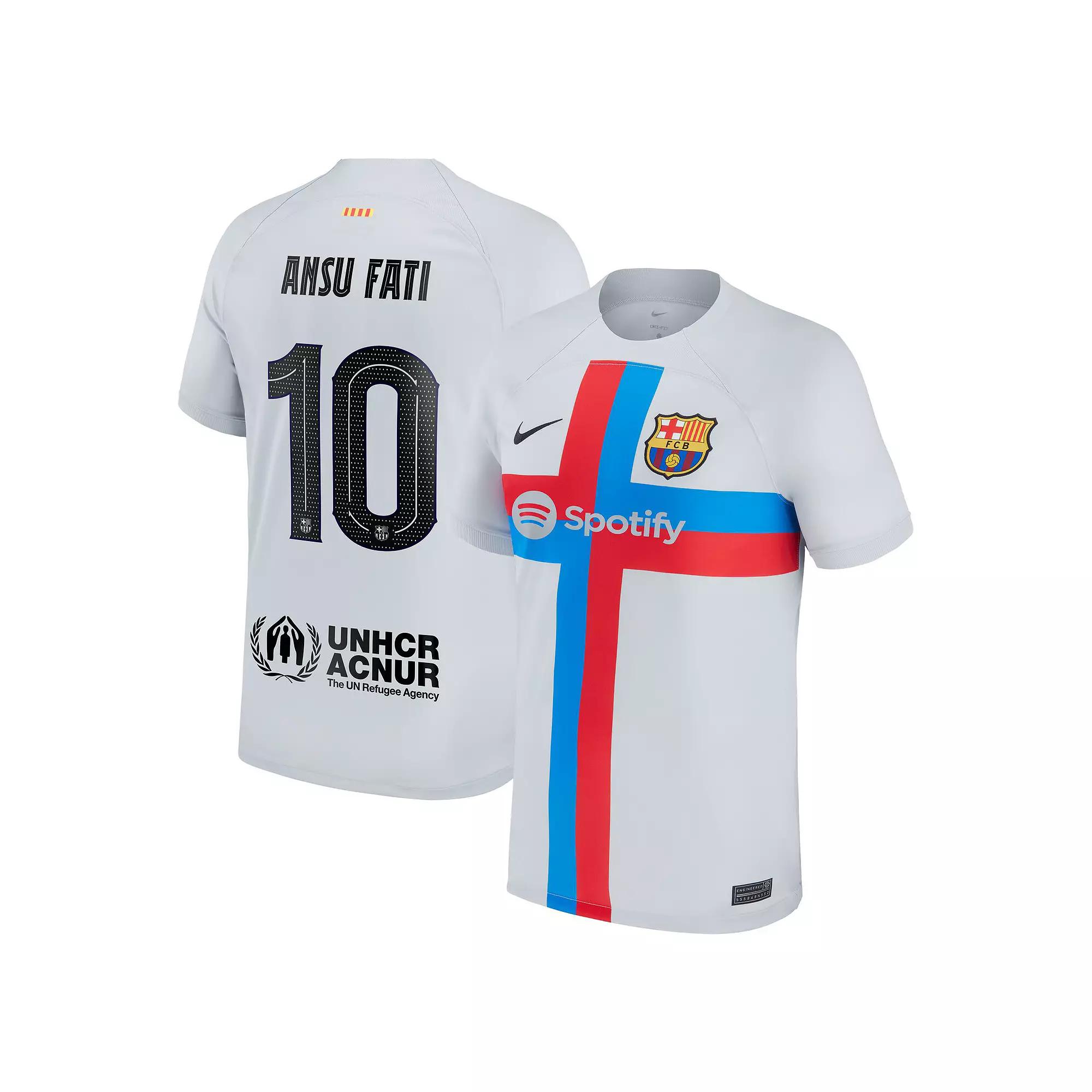 Mens Nike Ansu Fati Gray Barcelona 2022/23 Third Breathe Stadium Replica Player Jersey Product Image