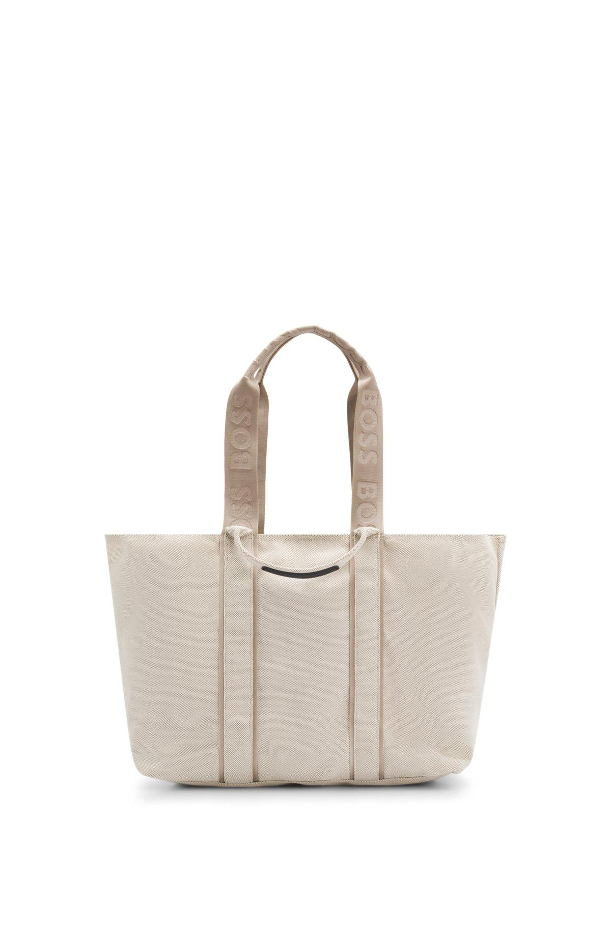 BOSS - Textured tote bag with logo straps - White Product Image
