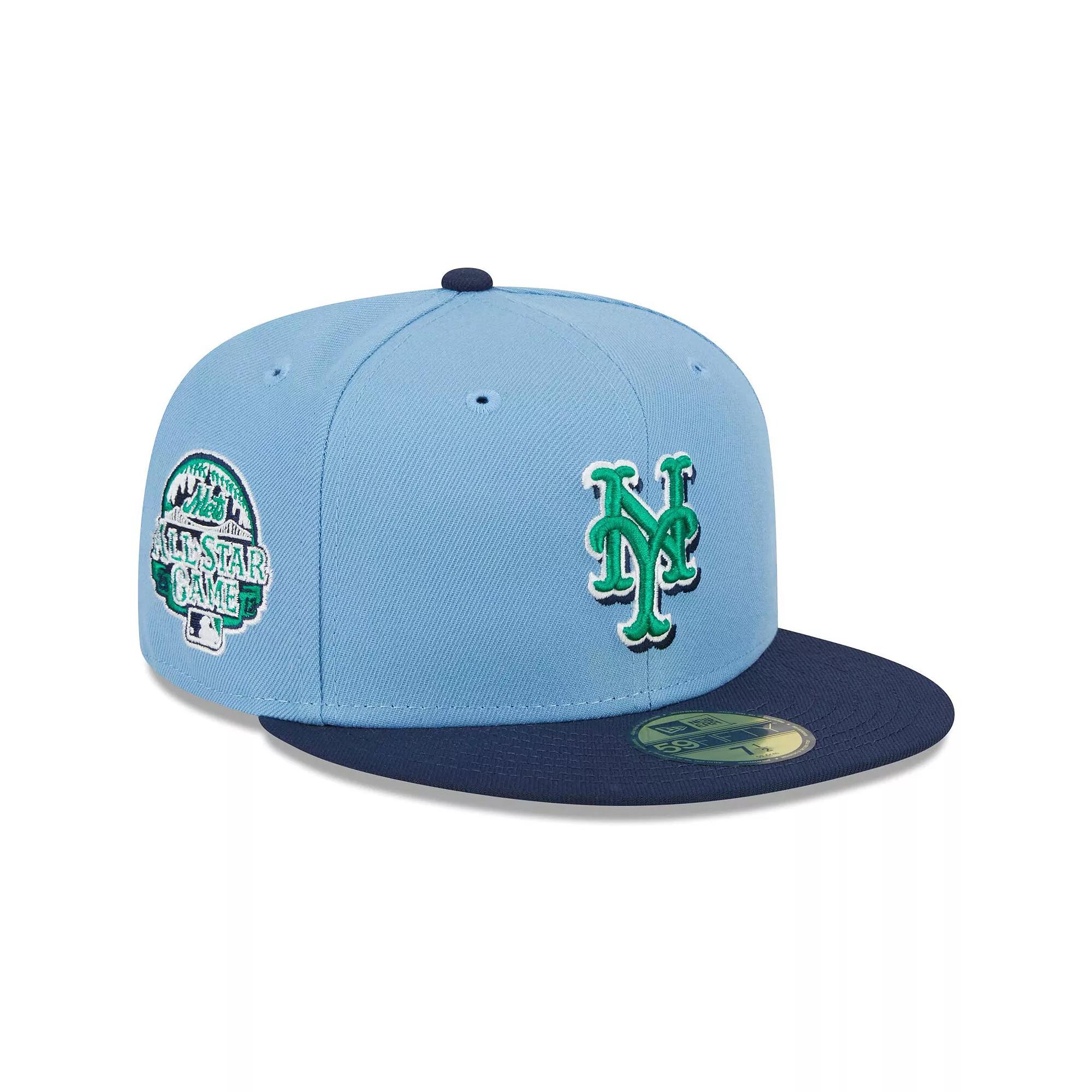 Men's New Era Light Blue/Navy New York Mets Green Undervisor 59FIFTY Fitted Hat,  Product Image
