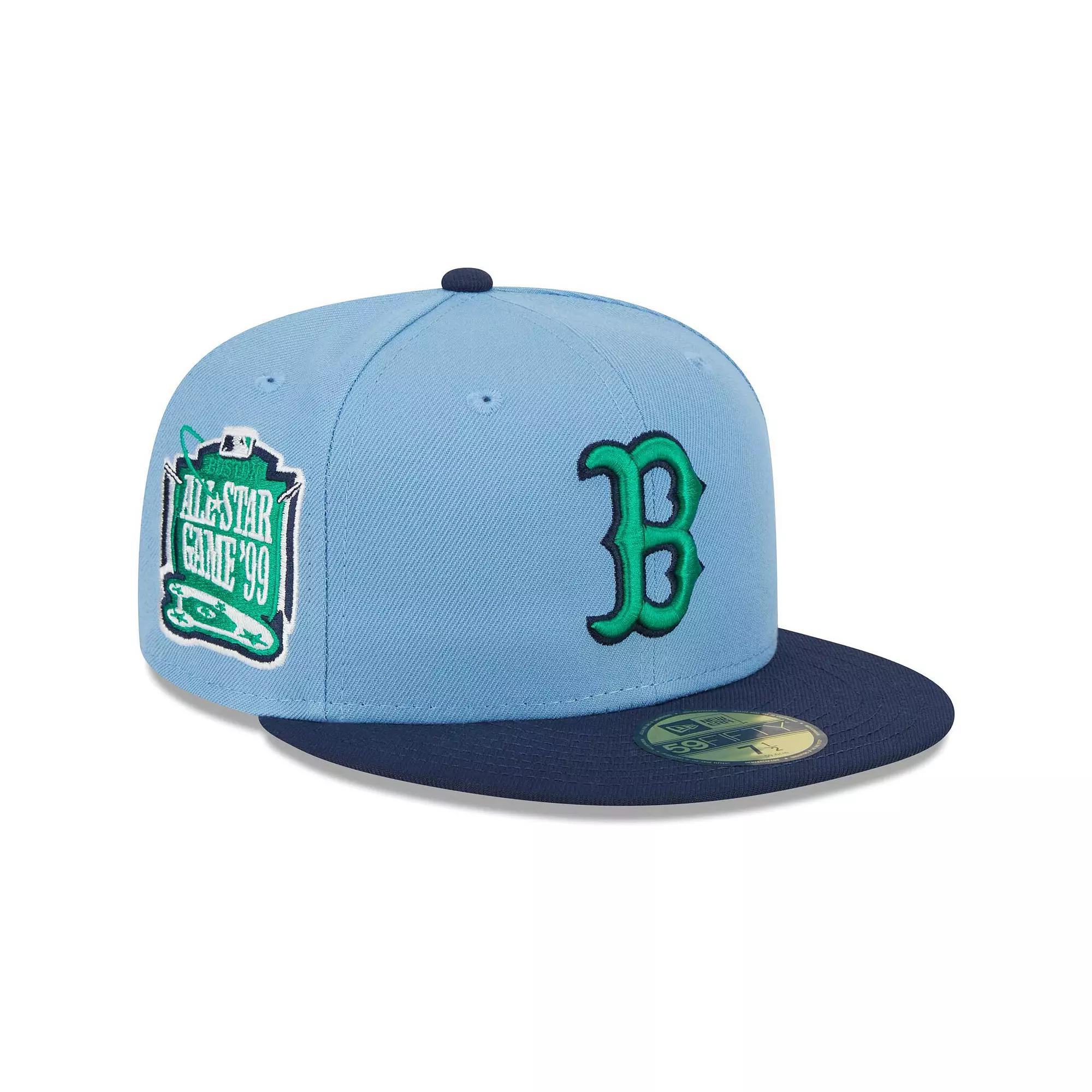 Men's New Era Light Blue/Navy Boston Red Sox Green Undervisor 59FIFTY Fitted Hat,  Product Image