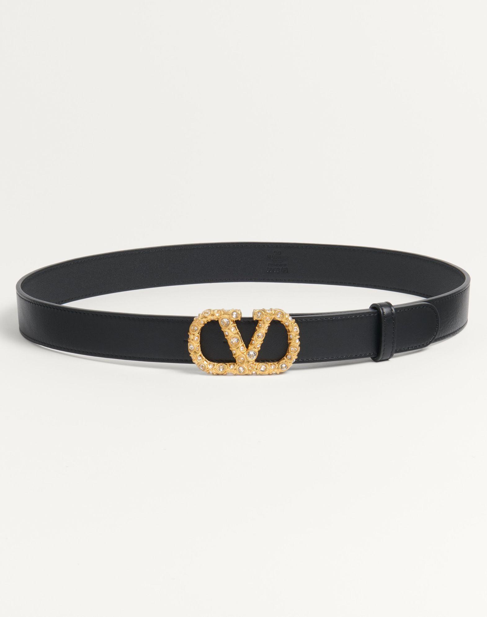Vlogo Signature Belt In Shiny Calfskin With Crystals 30 Mm Product Image