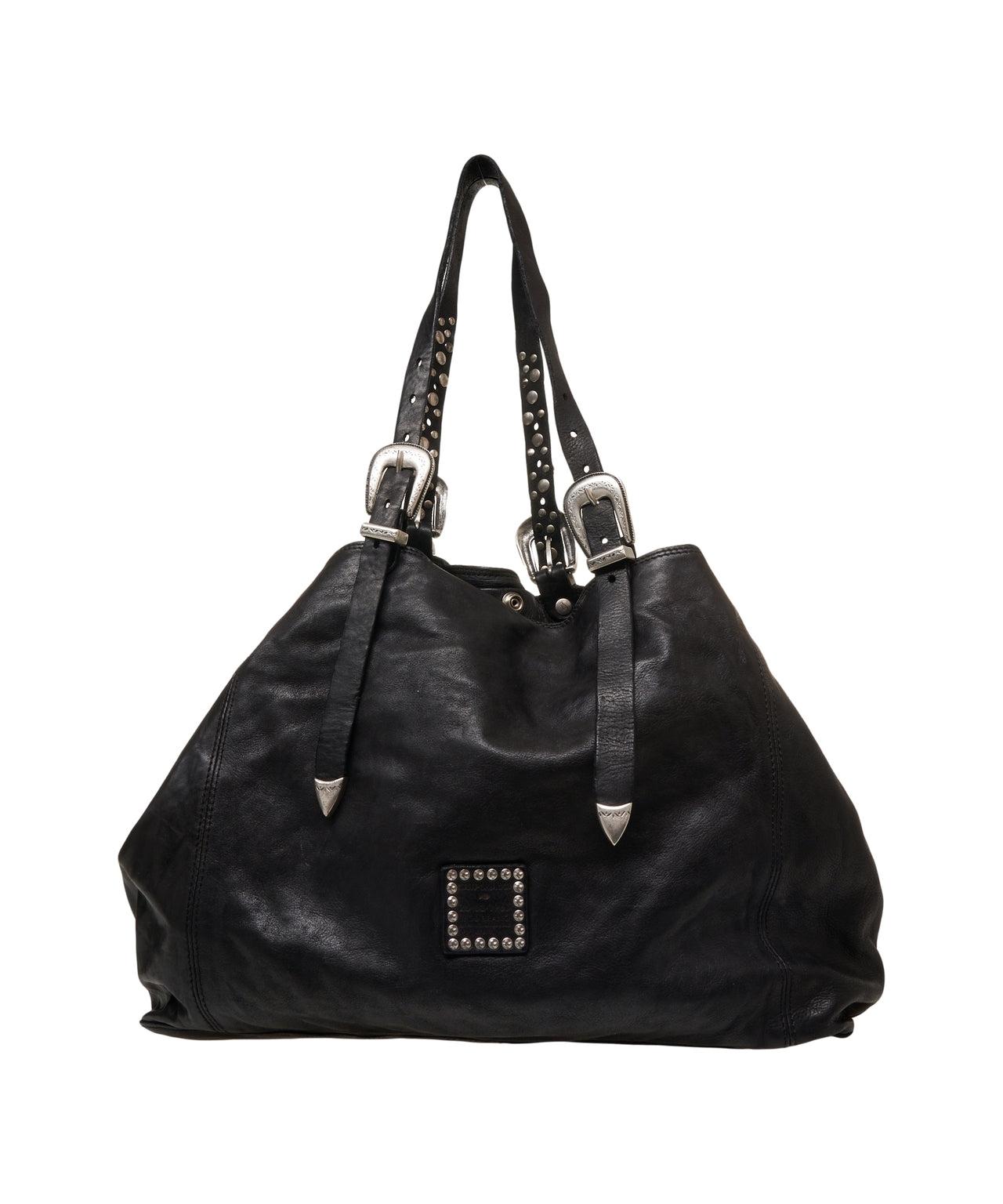 Leather handbag with stud details Product Image