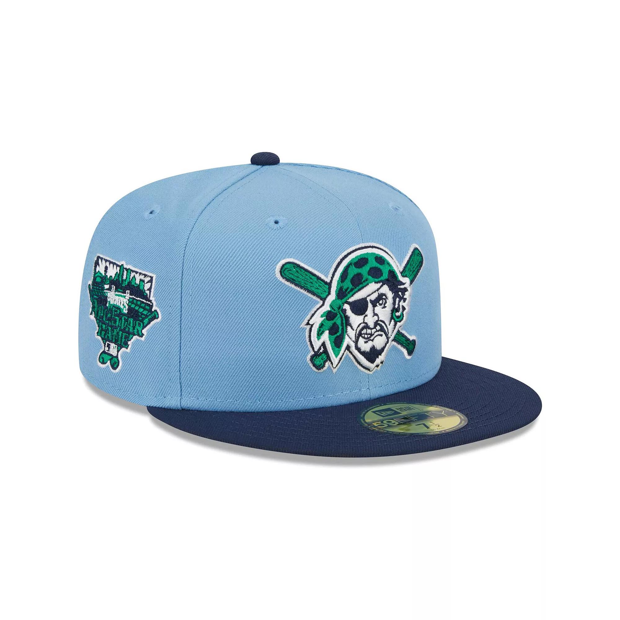Men's New Era Light Blue/Navy Pittsburgh Pirates Green Undervisor 59FIFTY Fitted Hat, Size: 7 3/4 Product Image