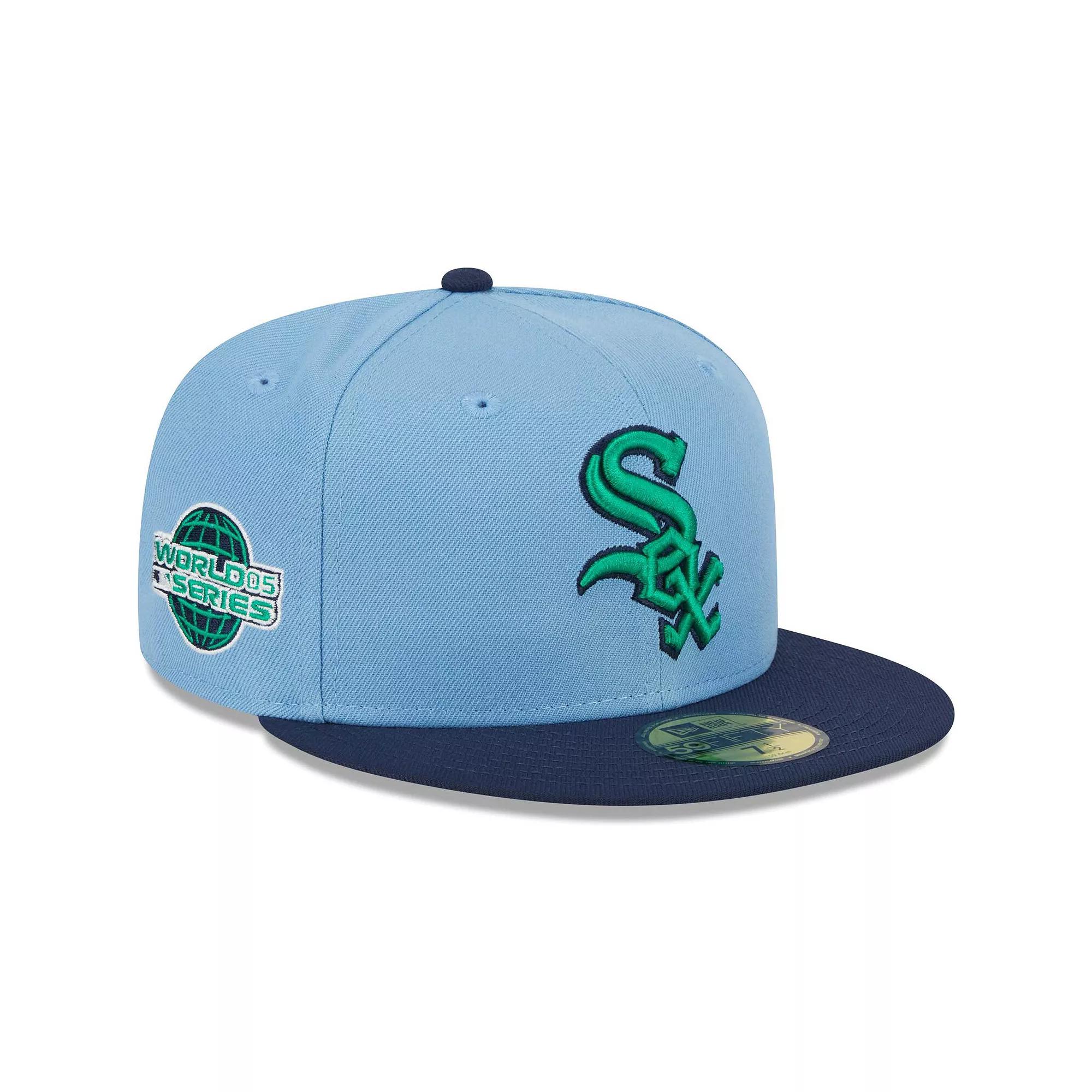 Men's New Era Light Blue/Navy Chicago White Sox Green Undervisor 59FIFTY Fitted Hat,  Product Image