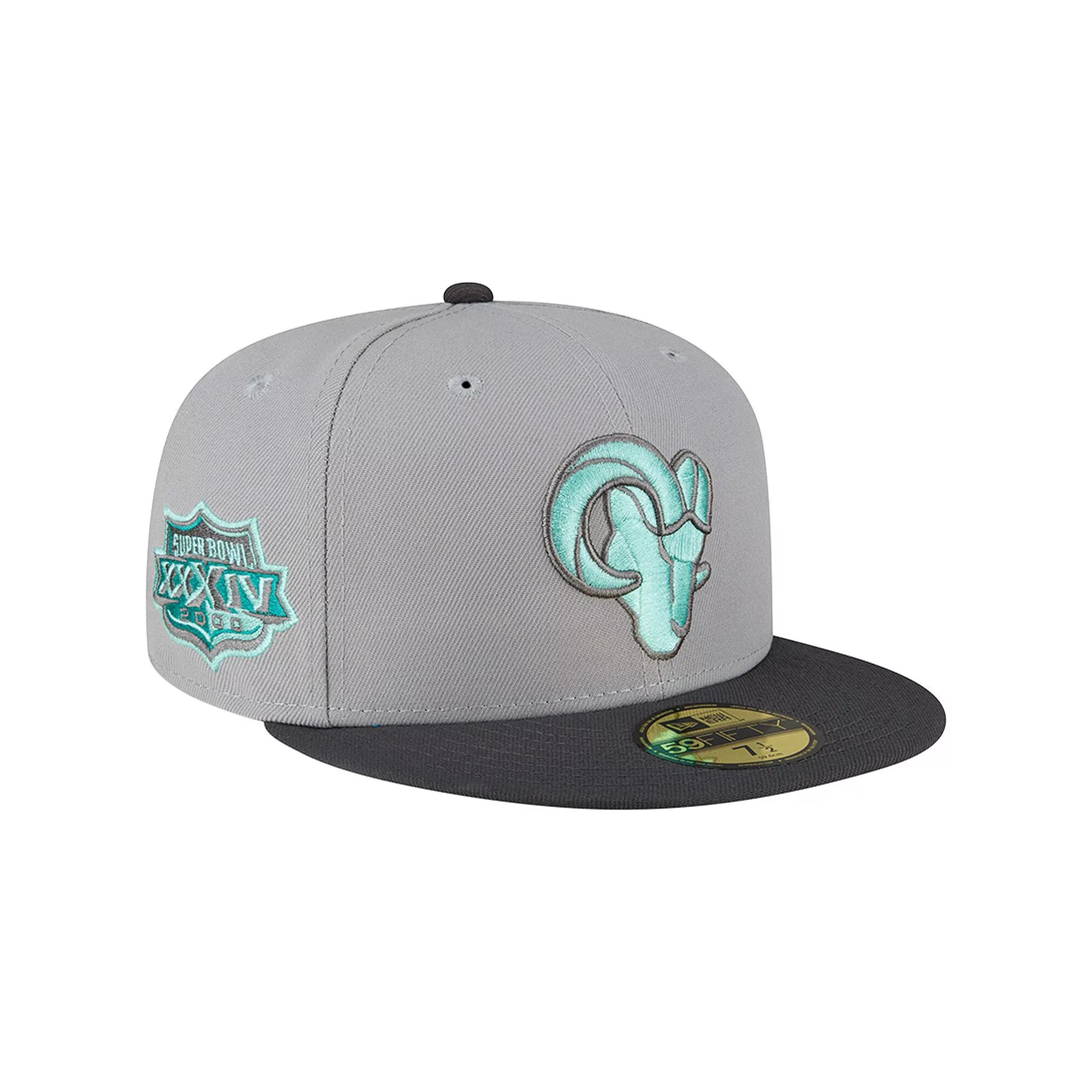 Men's New Era Gray/Graphite Los Angeles Rams Ram Head Aqua Pop 59FIFTY Fitted Hat, Size: 8, Grey Product Image