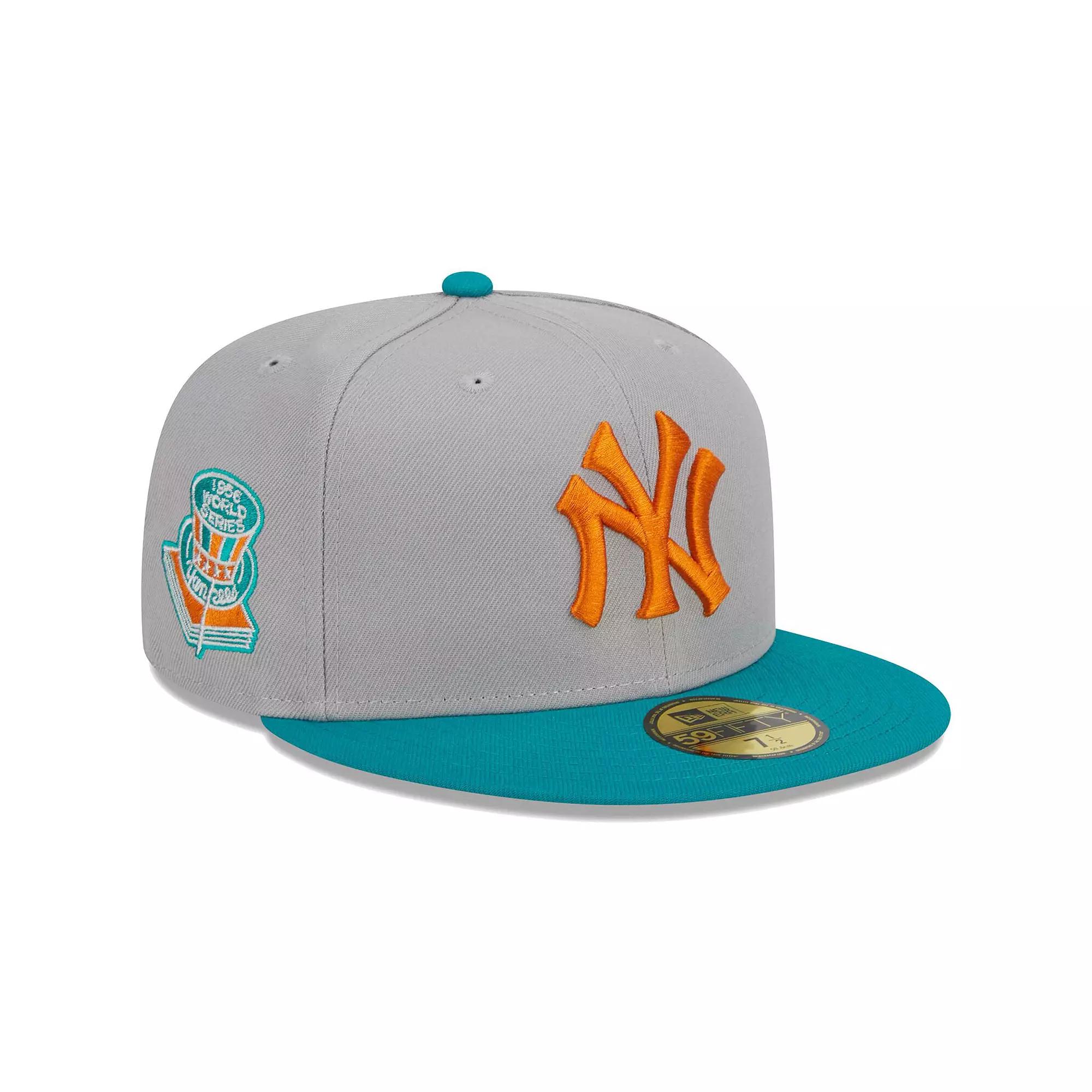 Men's New Era Gray/Teal New York Yankees  59FIFTY Fitted Hat, Size: 7 1/2, Grey Product Image