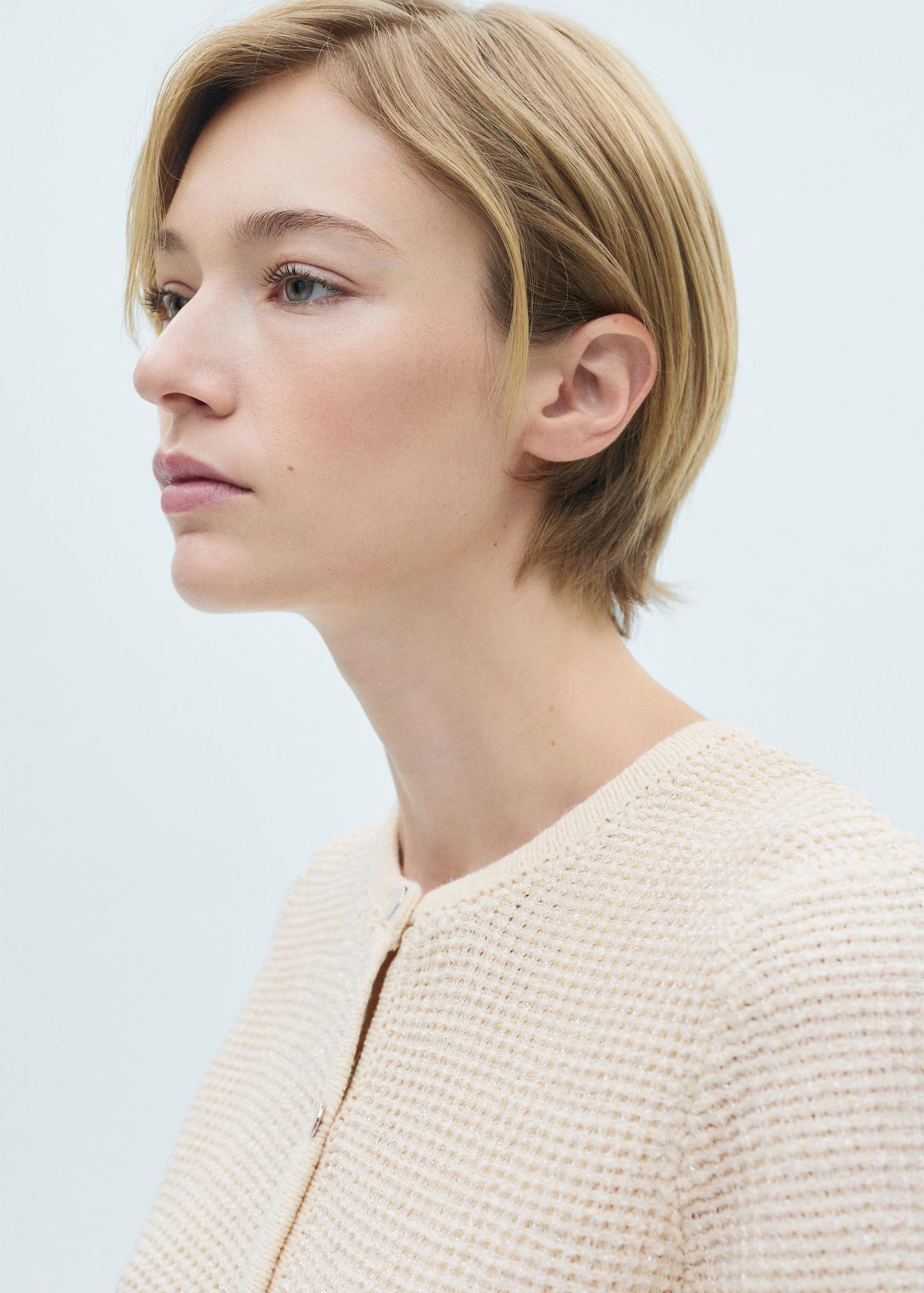 Short-sleeved knitted cardigan - Women | MANGO USA Product Image