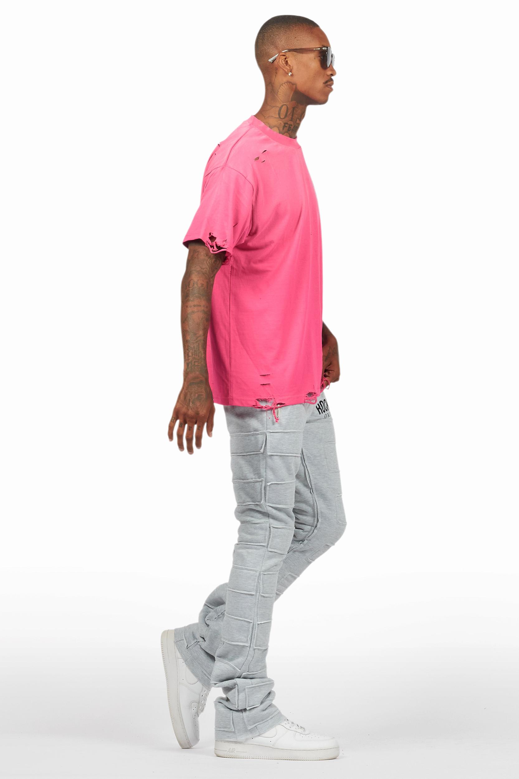 Emilio Heather Grey Stacked Flare Track Pant Male Product Image