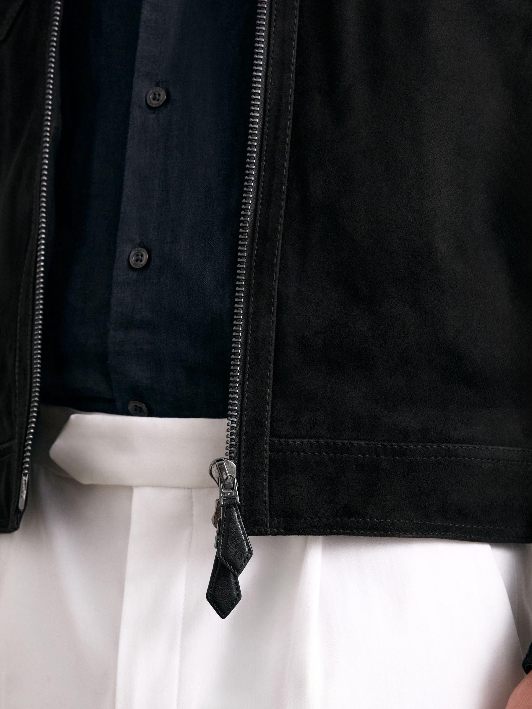 Suede Zip Through Jacket in Black Product Image