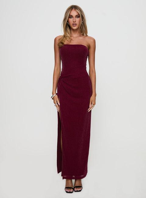 Jeniva Straplesss Maxi Dress Plum Product Image