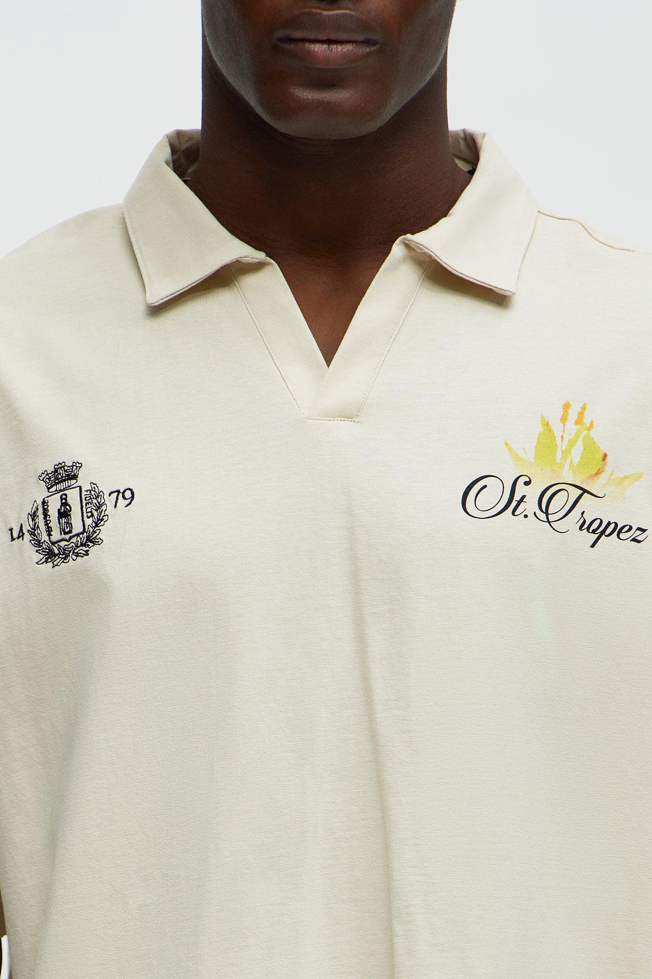 Saint Tropez Johnny Collar Short Sleeve Polo - Off White Product Image