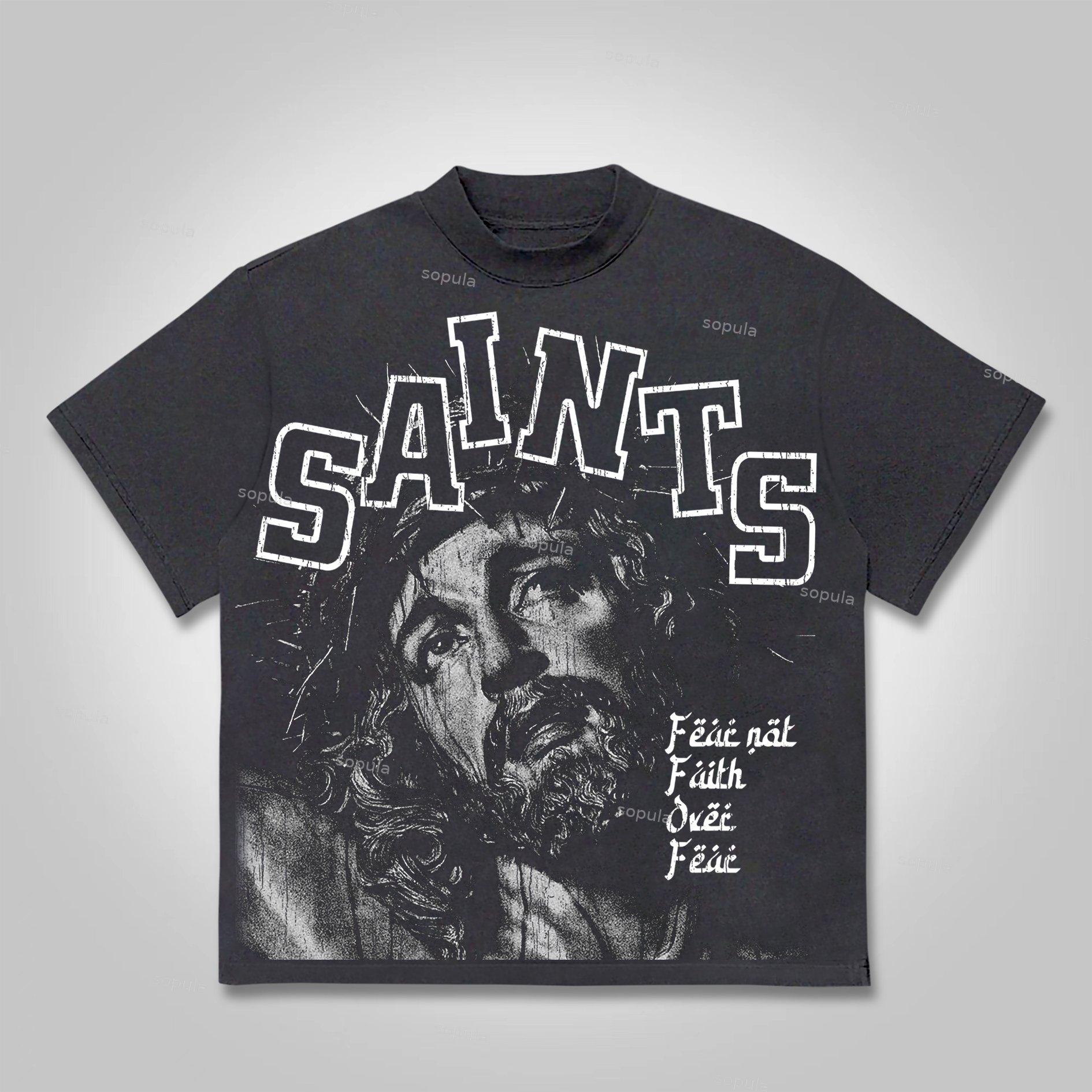 Sopula Vintage Jesus Saints Faith Graphic T-shirt Product Image