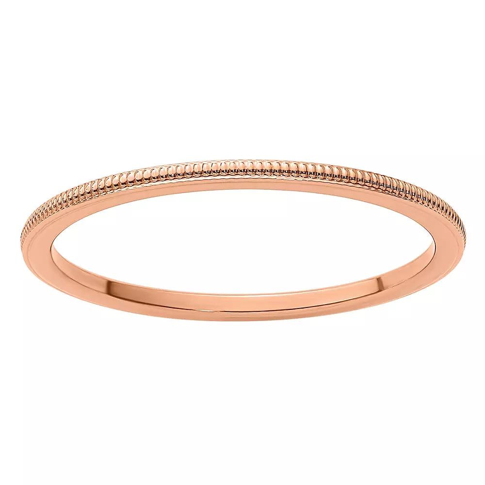 Stacks & Stones 10k Gold 1.2 mm Milgrain Stackable Band, Women's, Size: 7.50, 10k Rose Gold Product Image