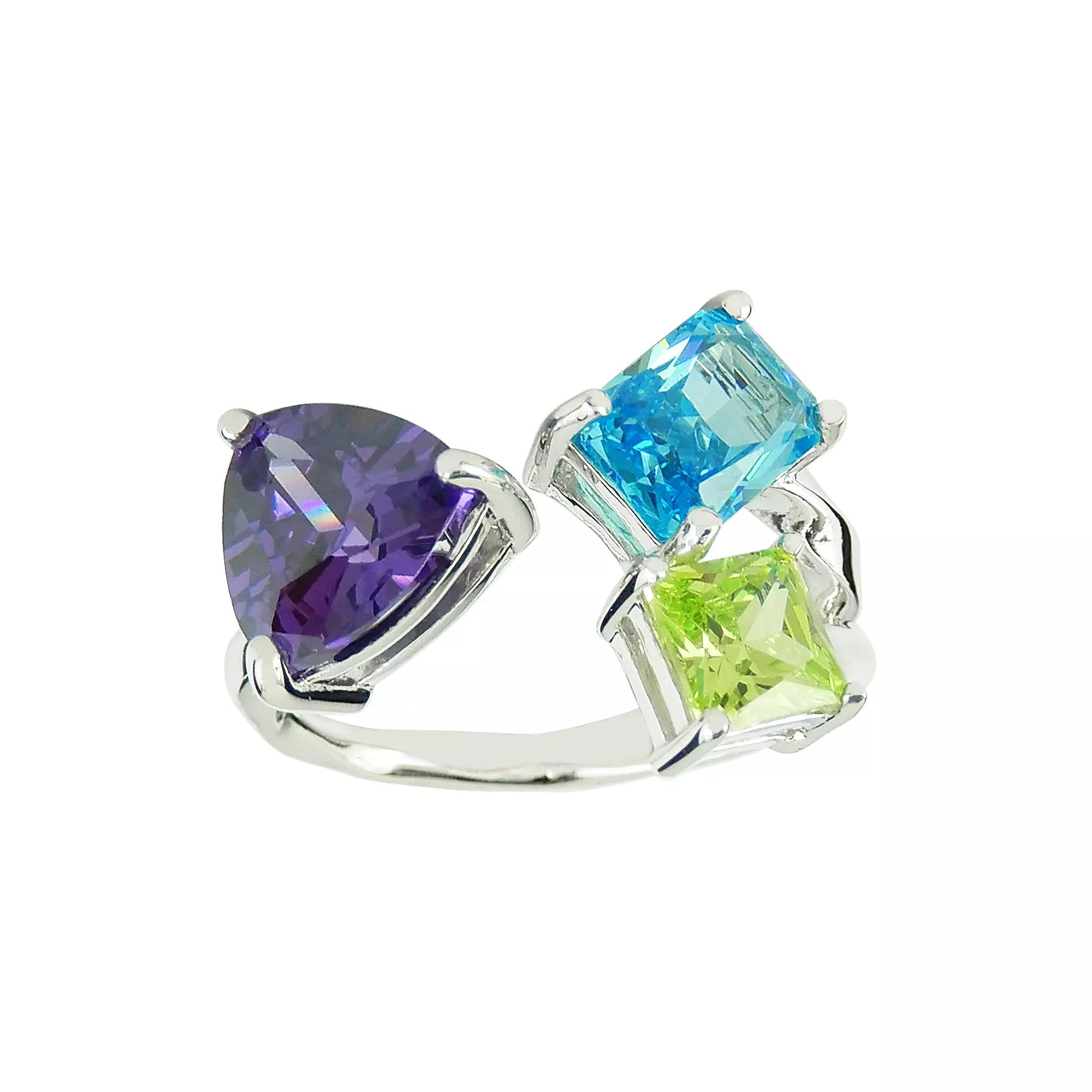 SIRI USA by TJM Sterling Silver Multicolor Cubic Zirconia Split Open Ring, Women's, Size: 7 Product Image