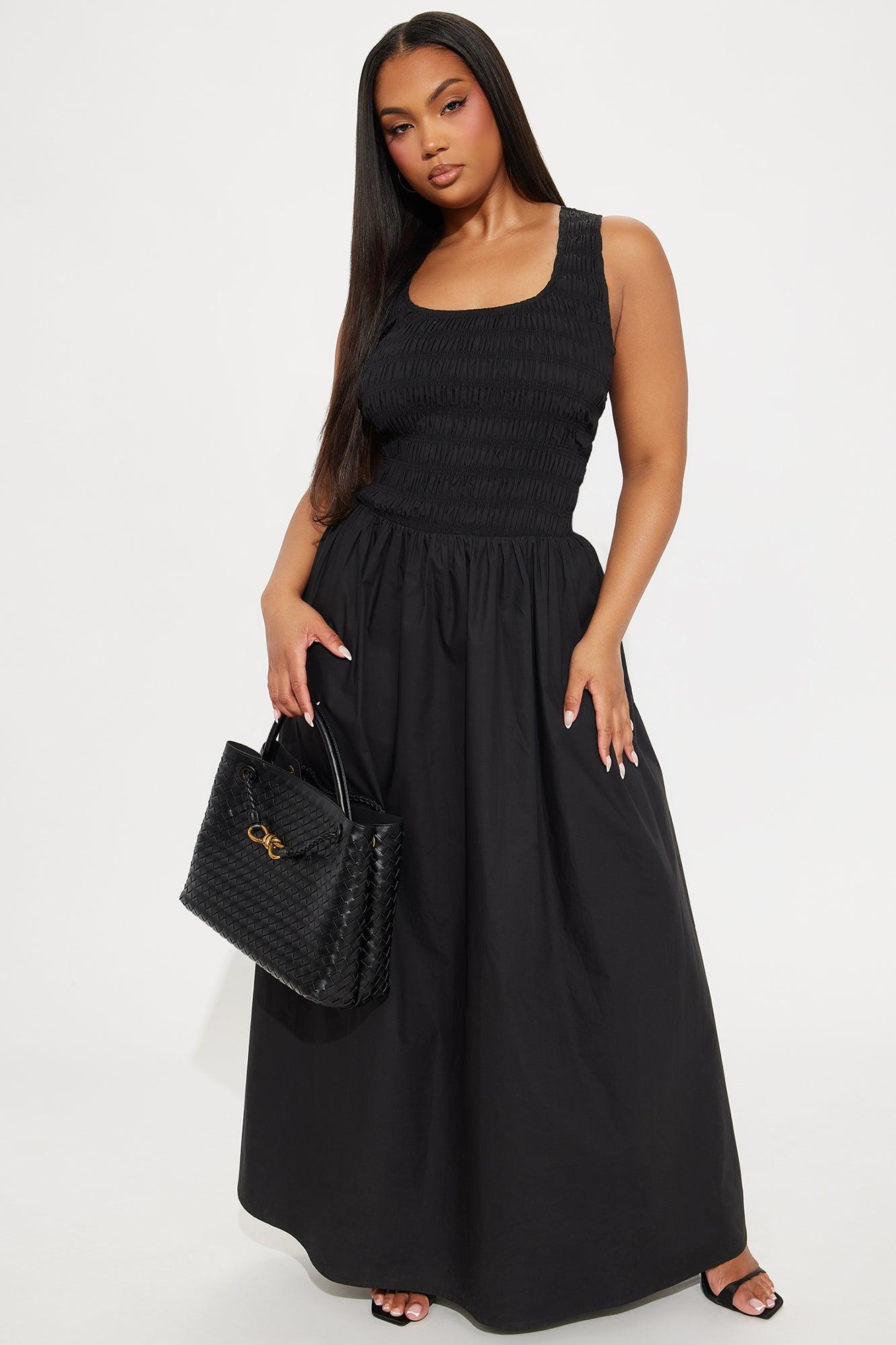 Hallie Poplin Maxi Dress - Black Product Image
