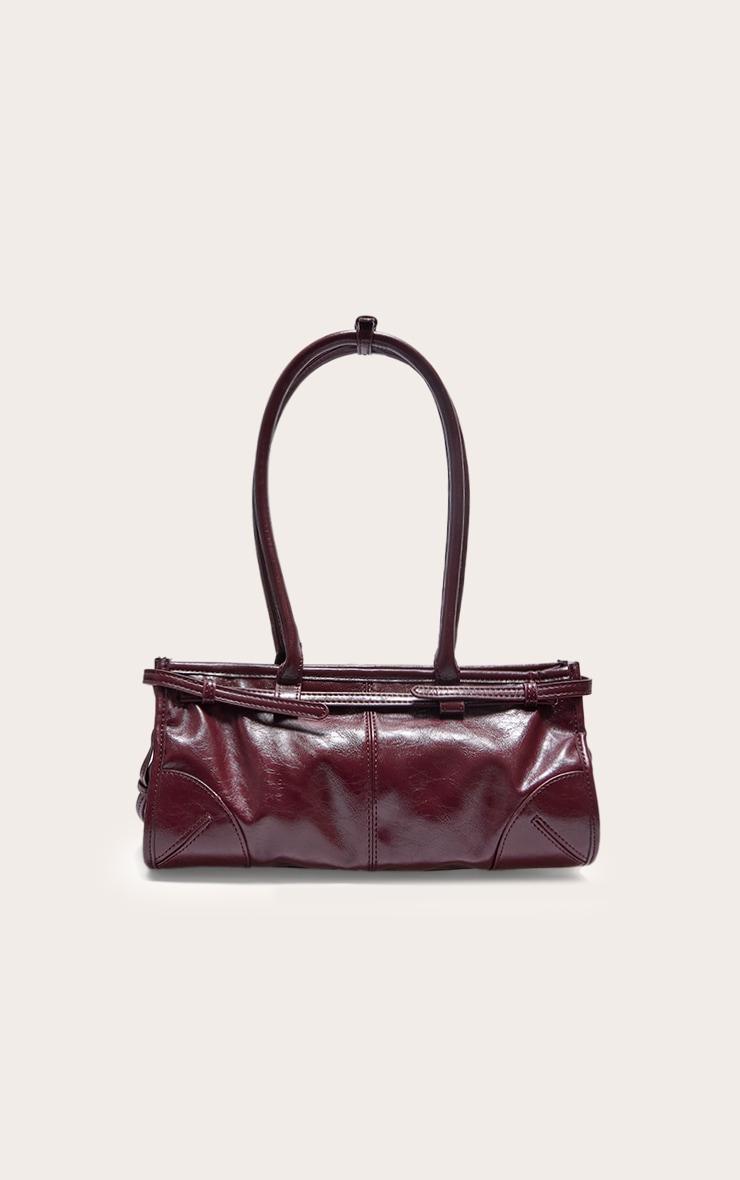 Burgundy Crinkle Long Shoulder Bag Product Image