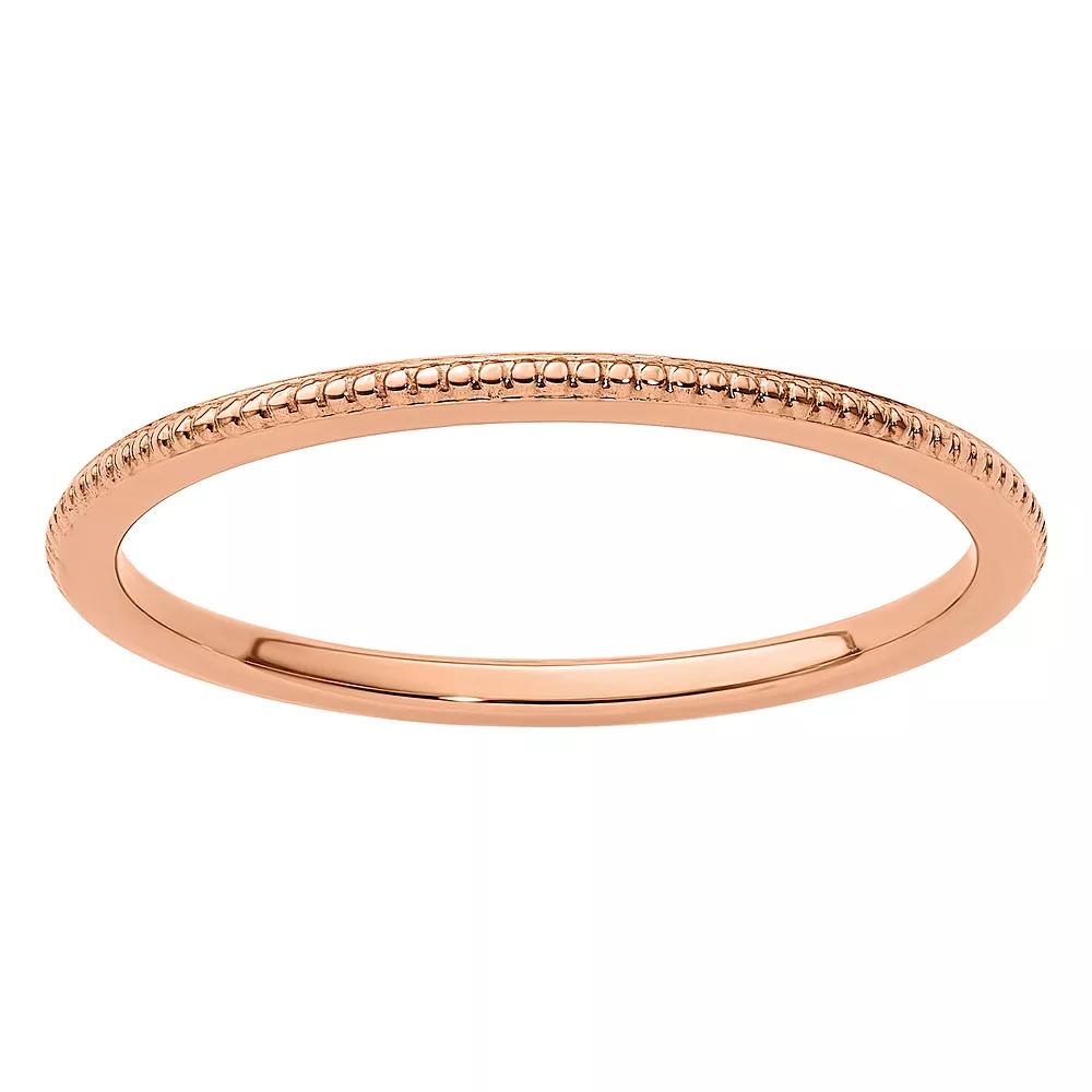 Stacks & Stones 10k Gold 1.2 mm Bead Textured Stackable Band, Women's, Size: 8.50, 10k Rose Gold Product Image