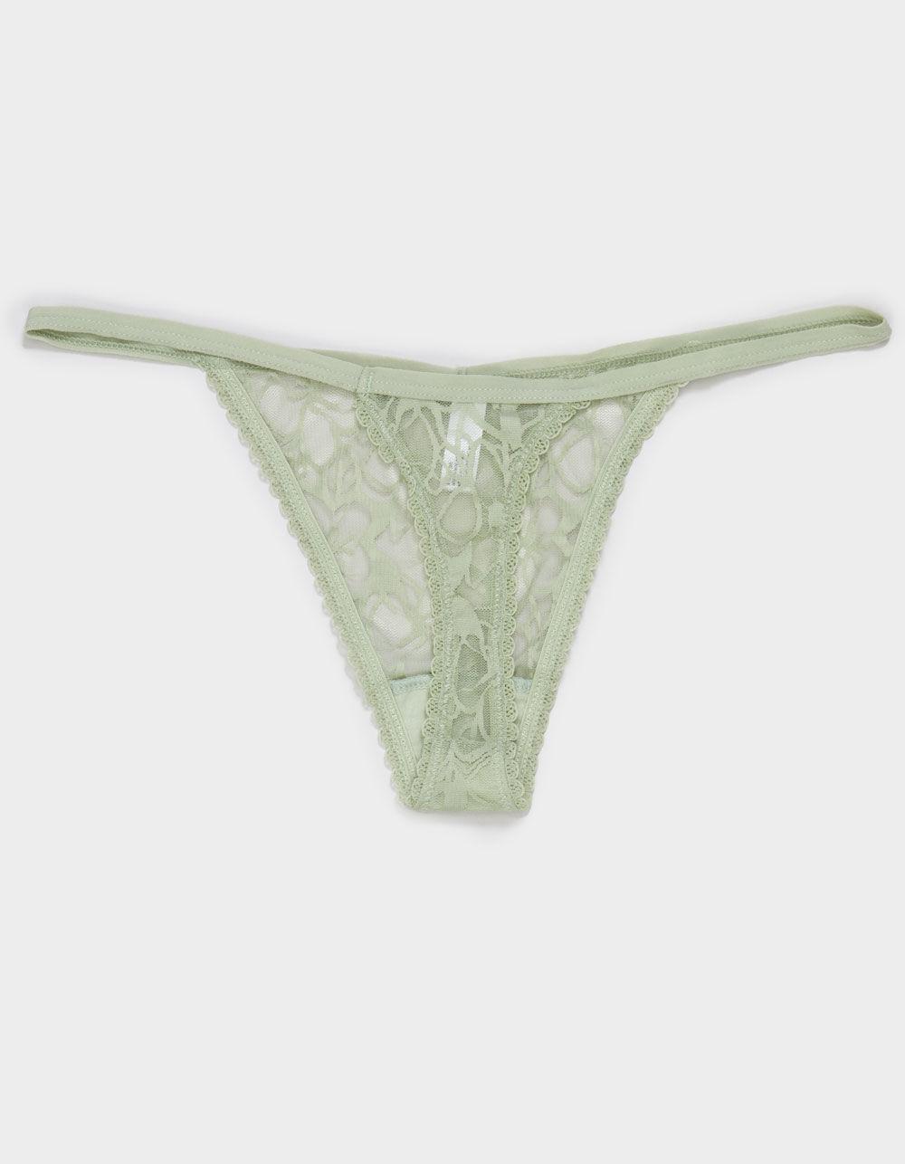 FULL TILT All Over Floral Lace Thong - LT GREEN Product Image