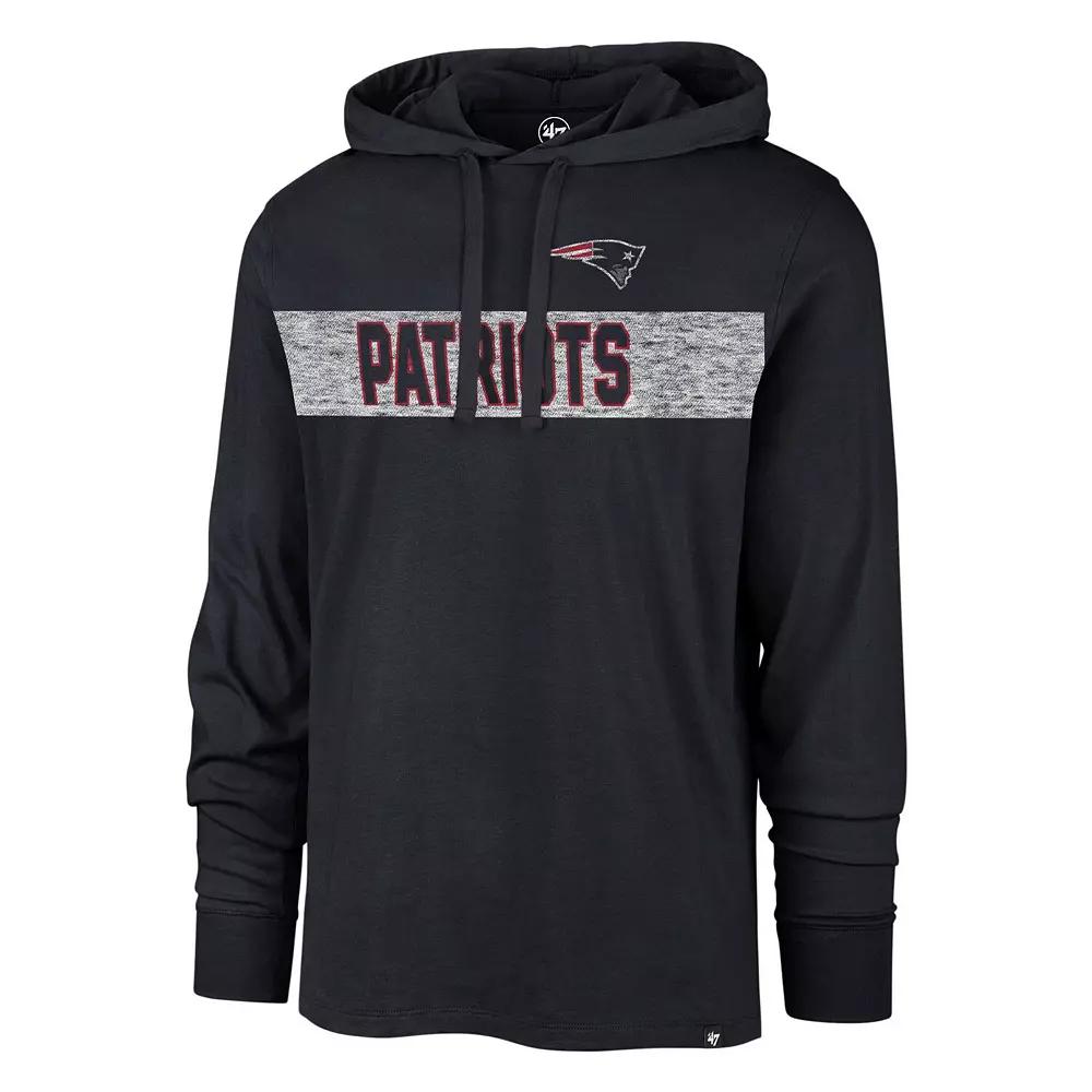Men's '47 Navy New England Patriots Field Franklin Hooded Long Sleeve T-Shirt,  Product Image