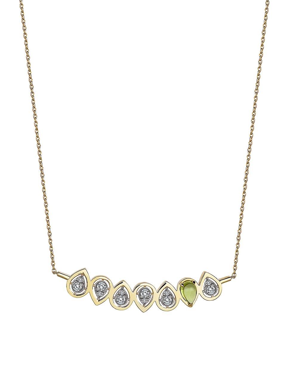 Womens Focus 14K Gold, Diamond & Peridot Pendant Necklace Product Image