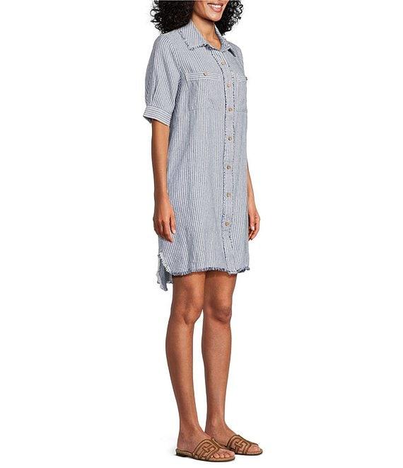 Westbound Petite Size Short Sleeve Y-Neck Shirt Dress Product Image