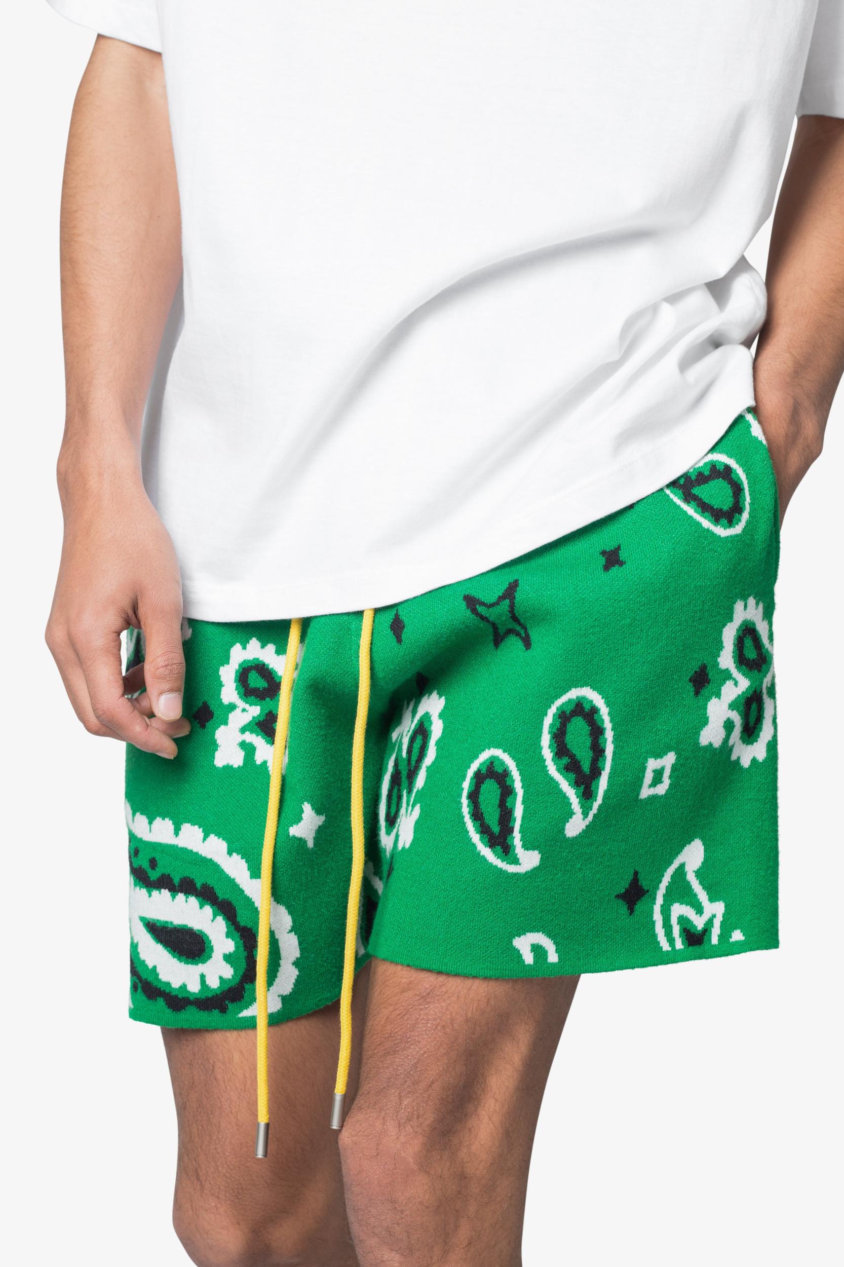 Paisley Knit Shorts - Green Male Product Image
