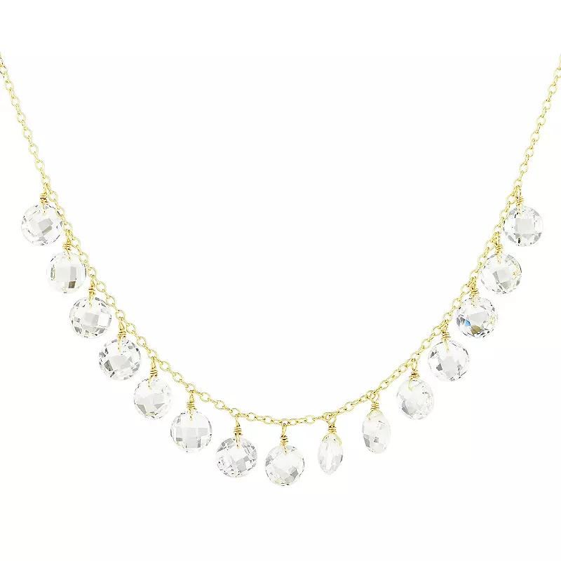 Jewelmak 14k Gold White Topaz Necklace, Women's, Size: 17" Product Image