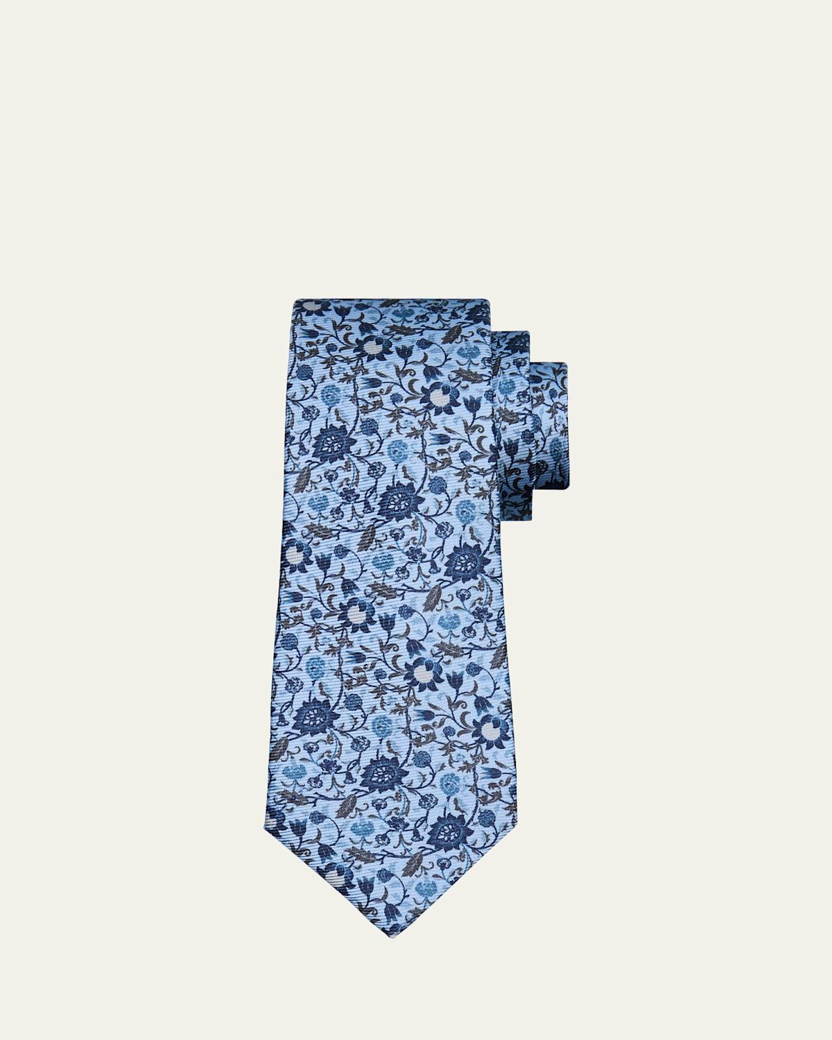 Mens Floral Paisley Silk 7-Fold Tie Product Image