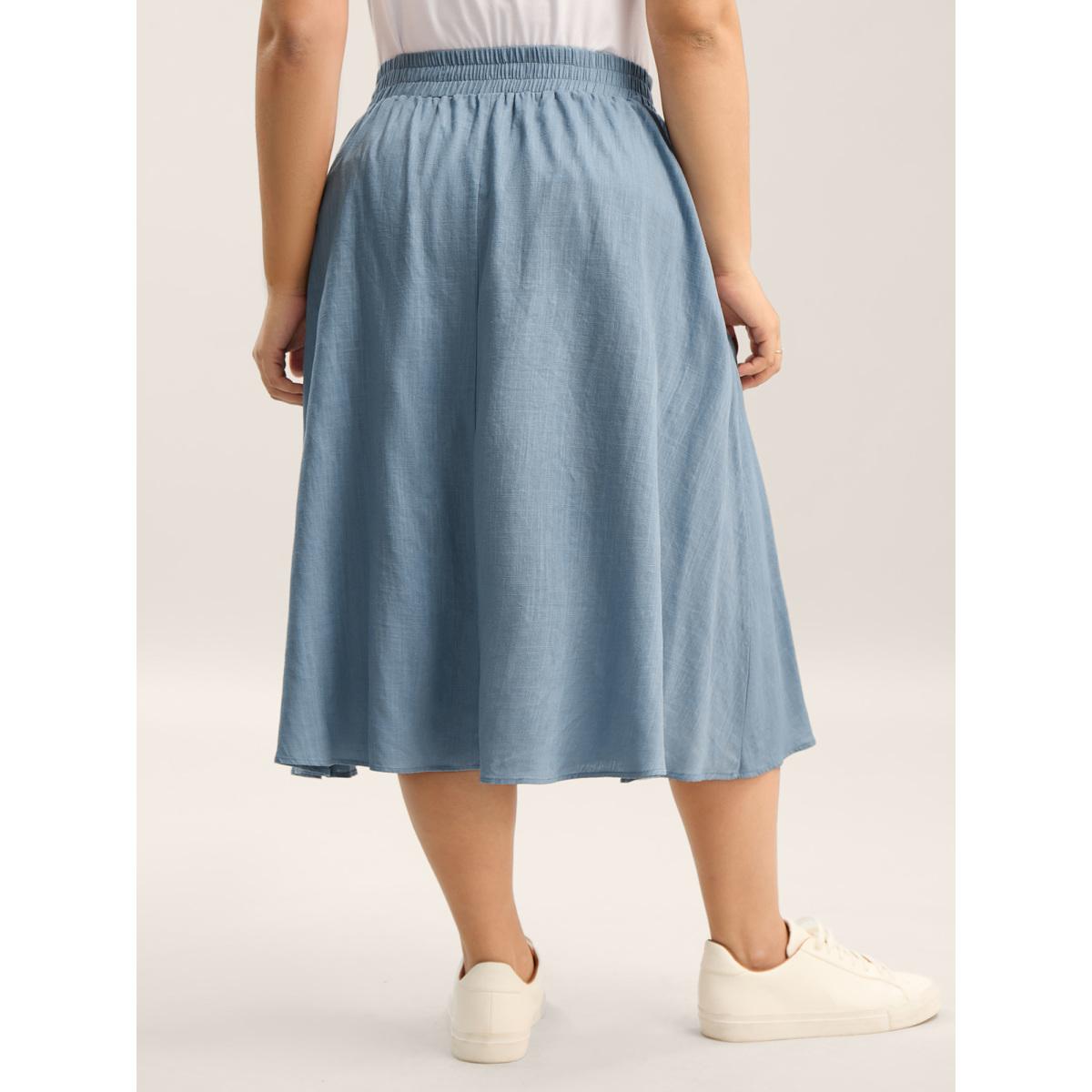 Plus Size Waist-Tie Tassel Plain Maxi Skirt Women Stone Loose No stretch Side seam pocket Everyday-Casual Skirts BloomChic 14-16/1X Product Image