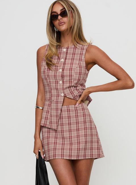 Theodosia Mini Skirt Red Check Product Image