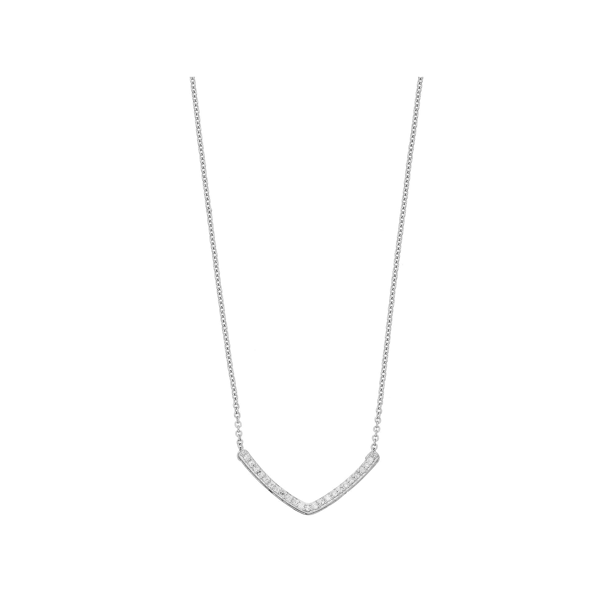 Sterling Silver 1/6 Carat T.W. Diamond Chevron Necklace, Women's, Size: 17" Product Image